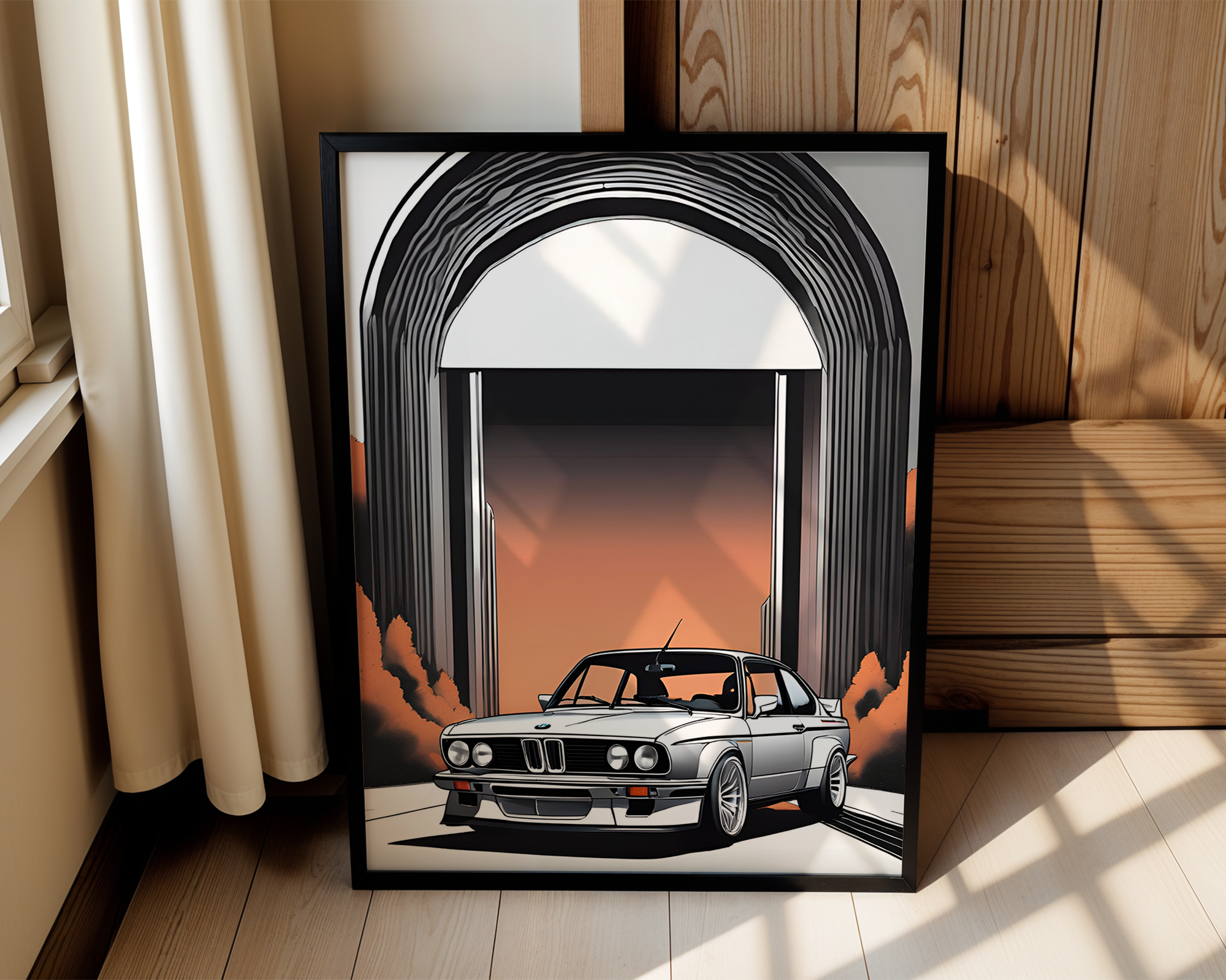Wide Body BMW E28 M5 Framed Sketch Art