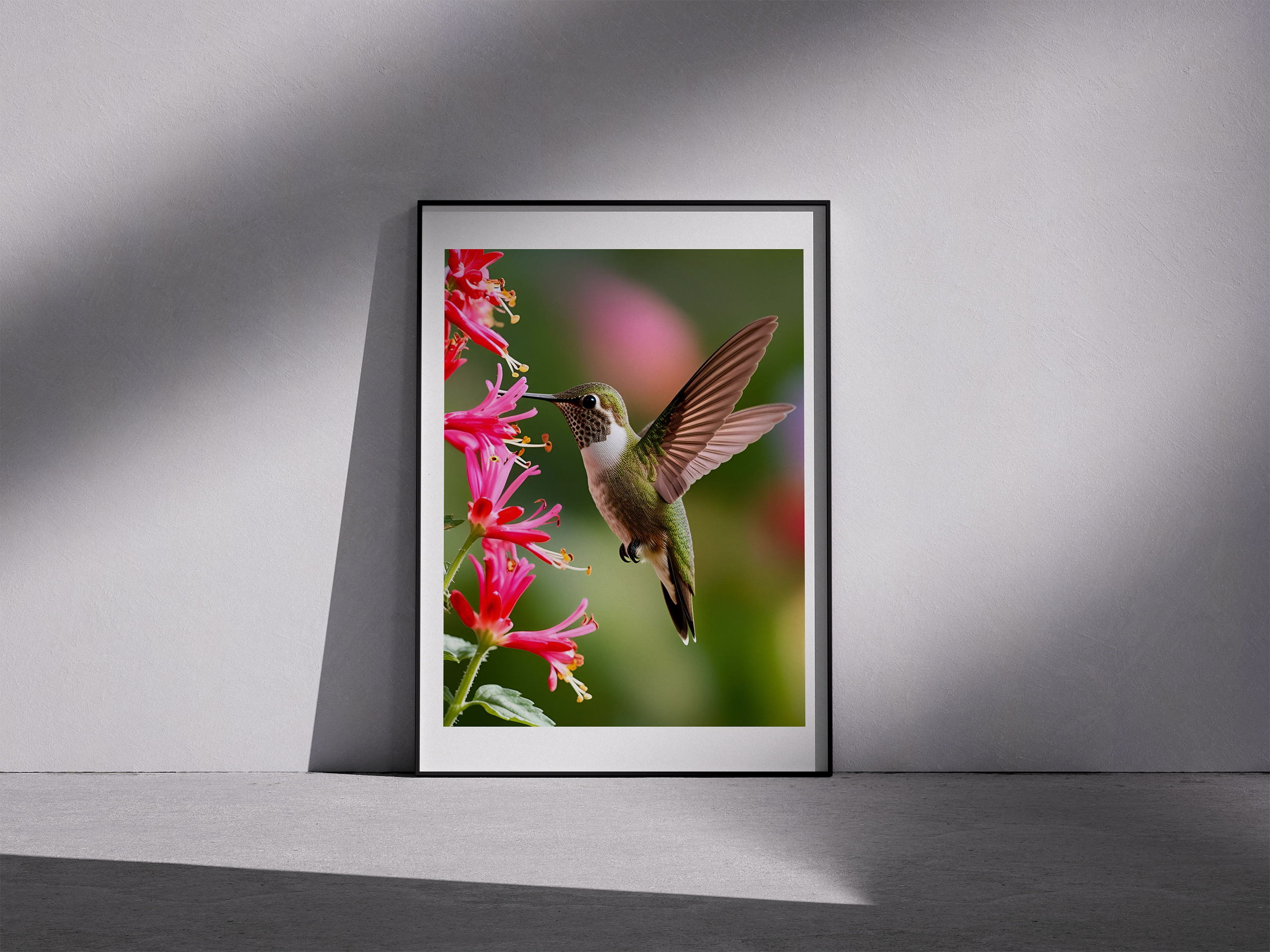 Hummingbird Framed Wall Art – Vibrant Nature Print for Bird Lovers