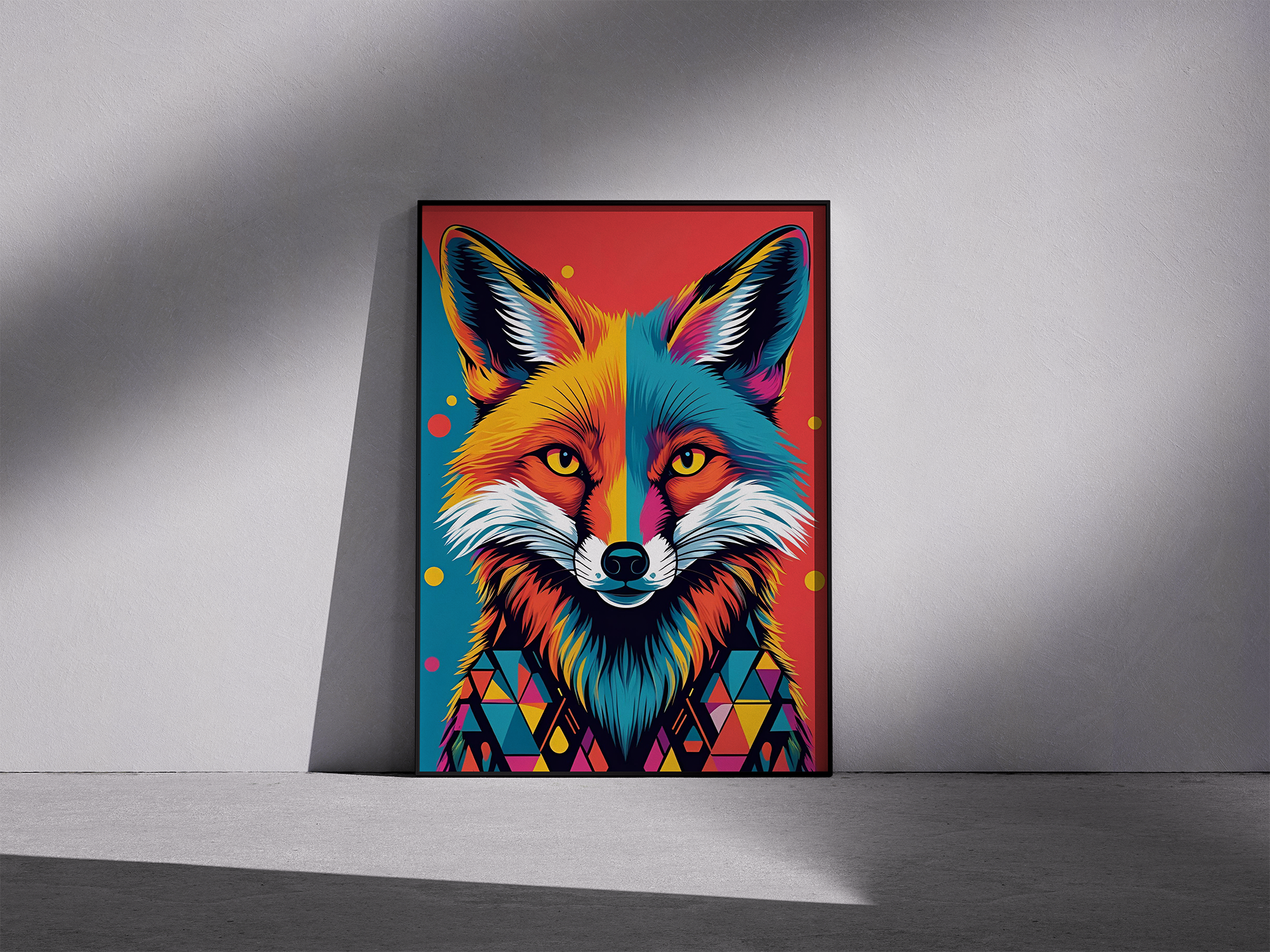 Color Shift – Psychedelic Fox Framed Poster - Colorful Room Decor