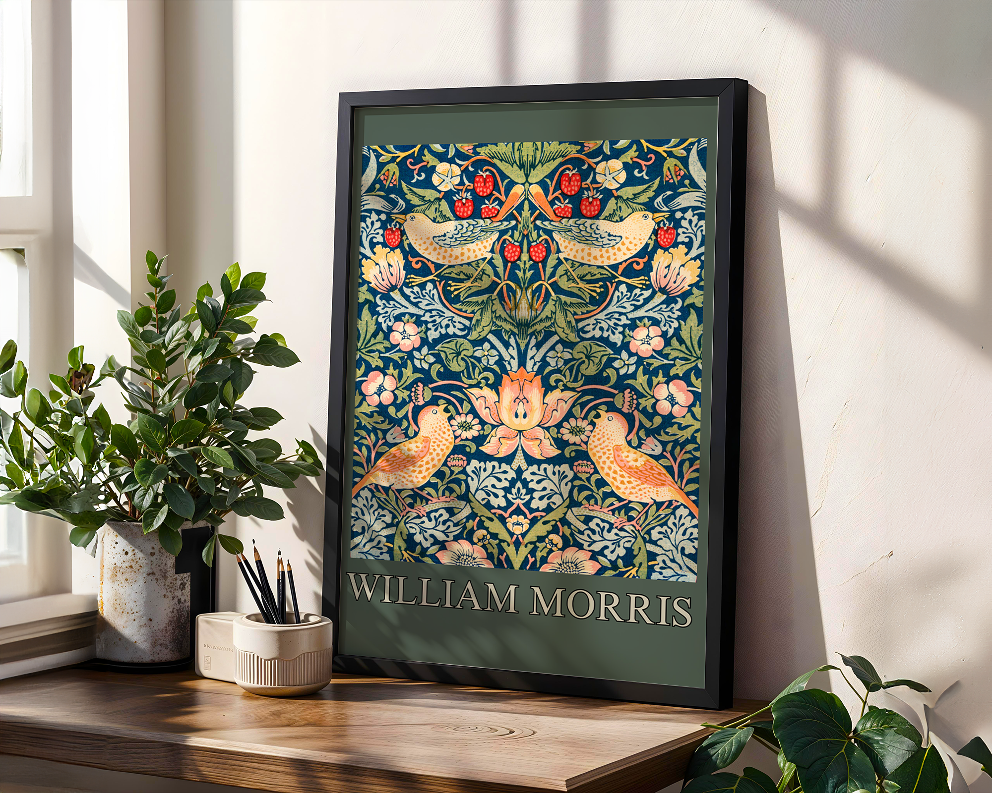 William Morris's Famous Strawberry Thief Famous Framed Pattern