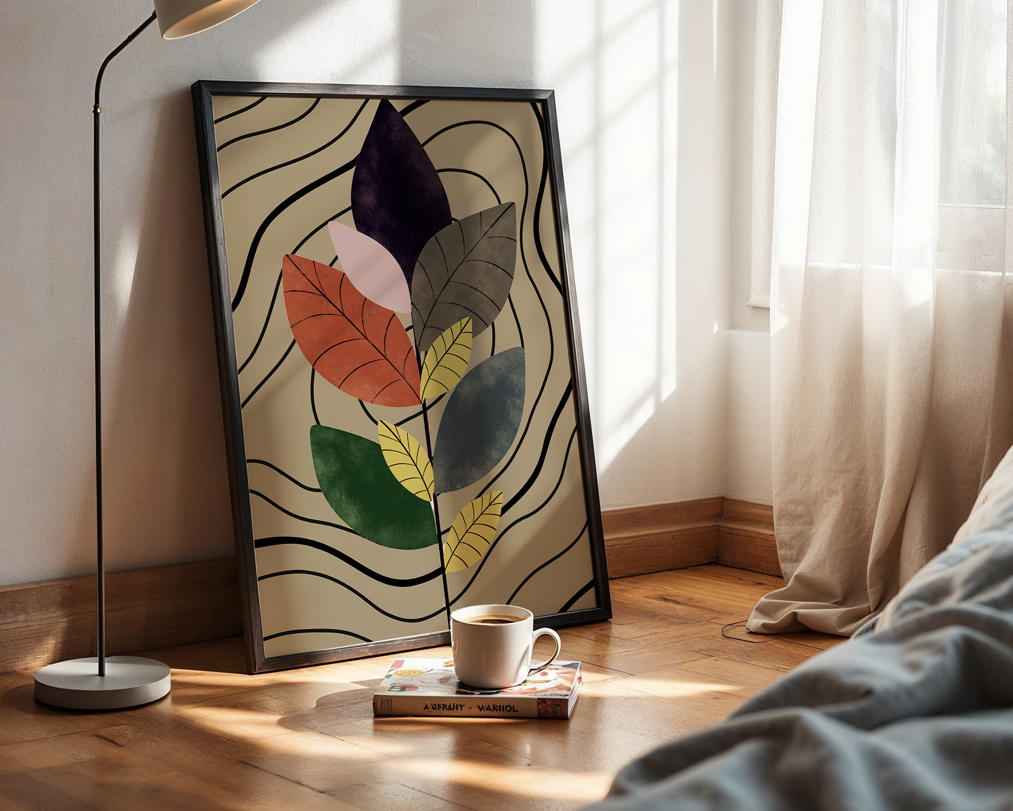 Minimalist Modern Leafe Framed Art