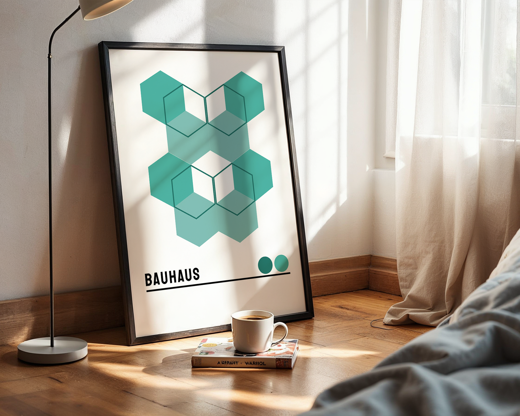 Modern Geometric Abstract Wall Art Print – Mid-Century Bauhaus Style Decor
