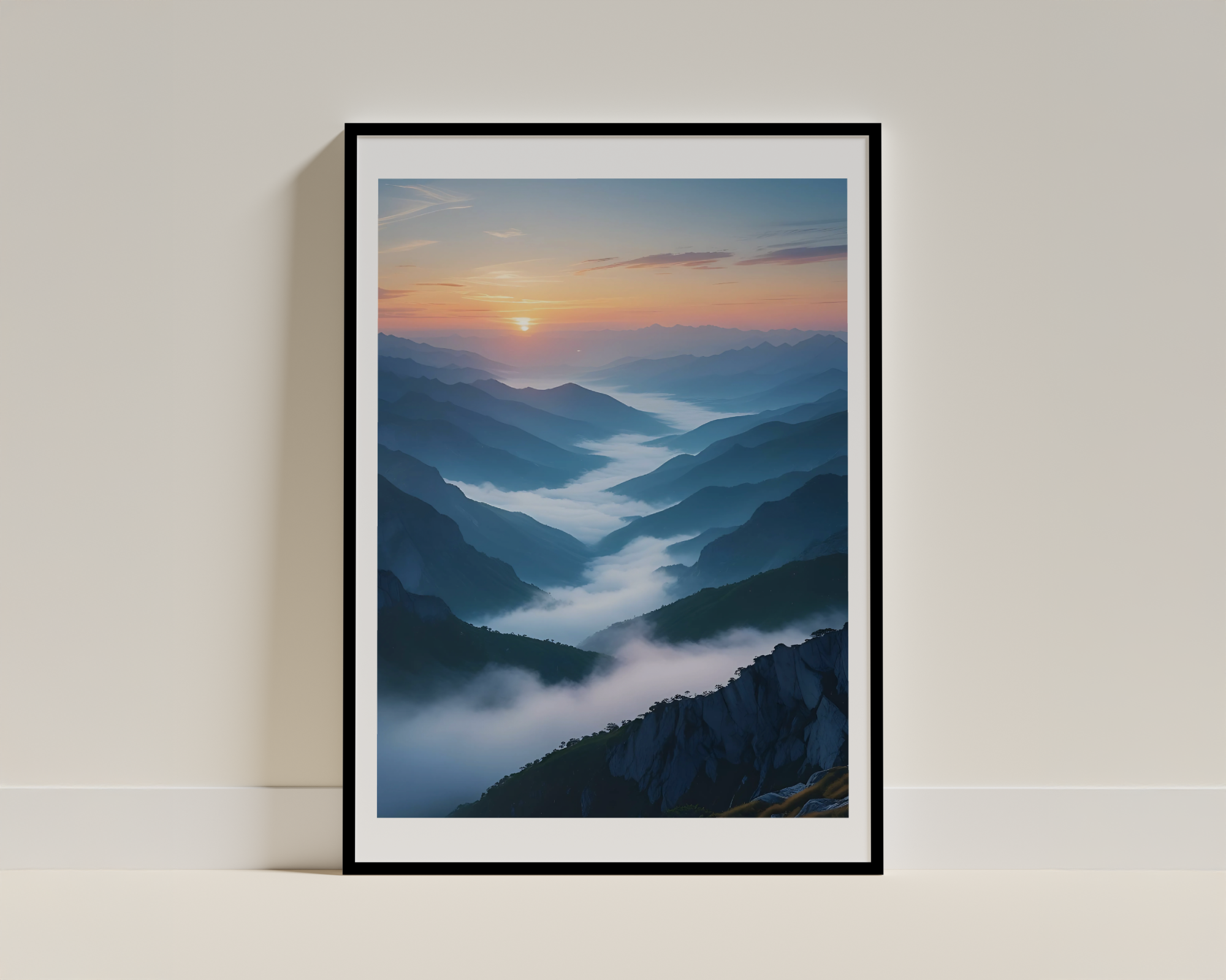 Misty Mountain Sunrise Framed Poster