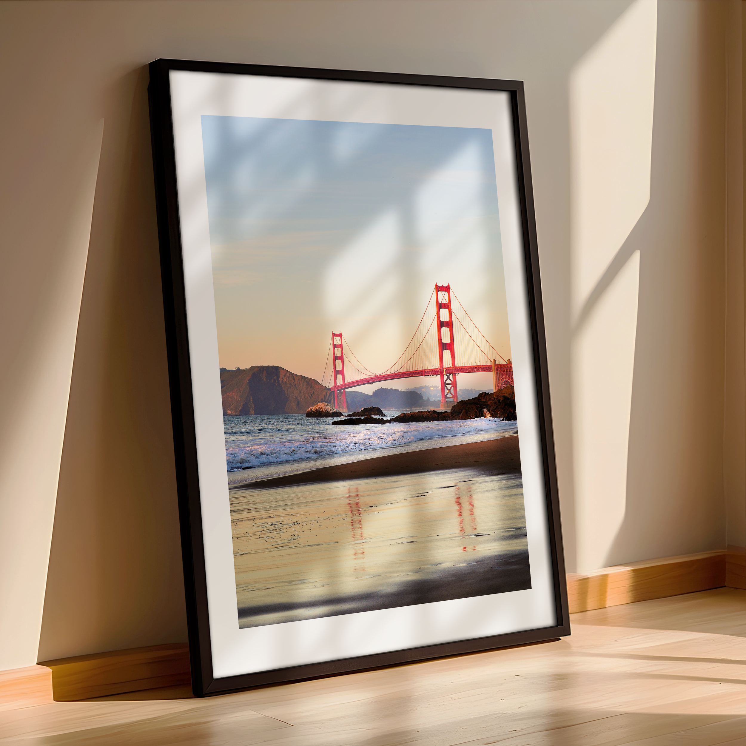 Golden Gate Bridge Sunset Print – Framed San Francisco Wall Art for Timeless Style