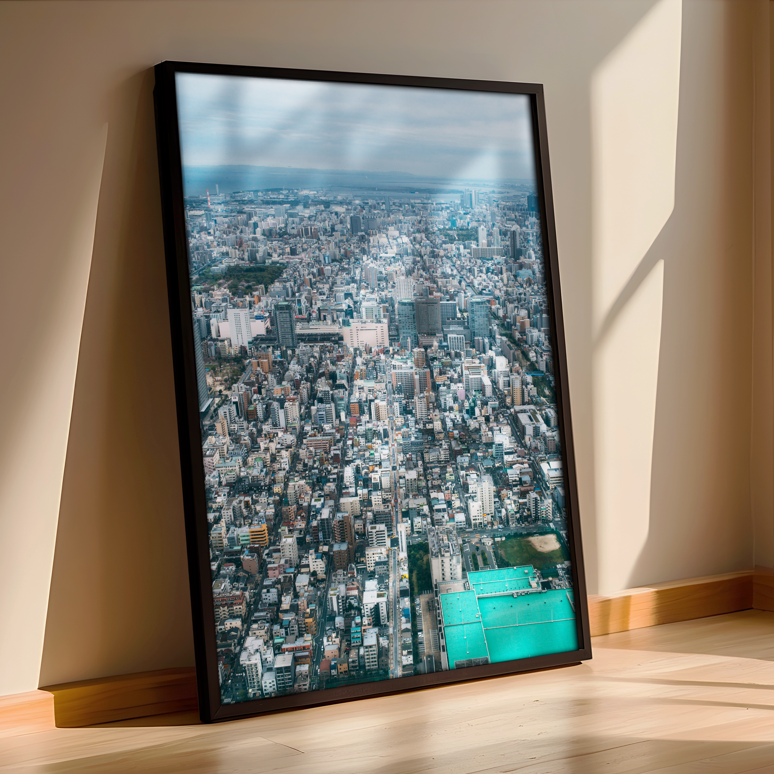 Tokyo Skyline from Above – Modern Aerial Cityscape Framed Poster