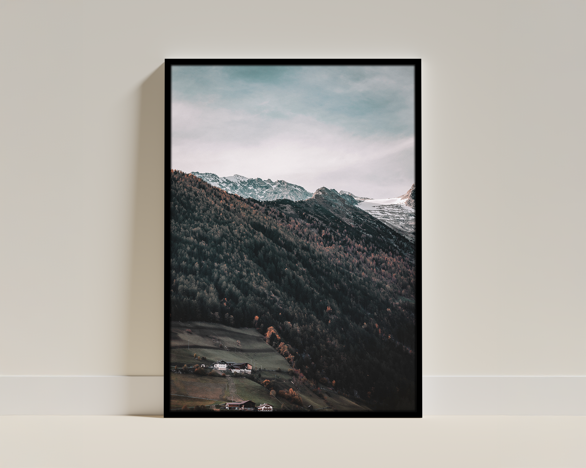 Alpine Fade – South Tyrol Transitioning From Fall To Winter – Framed Landscape