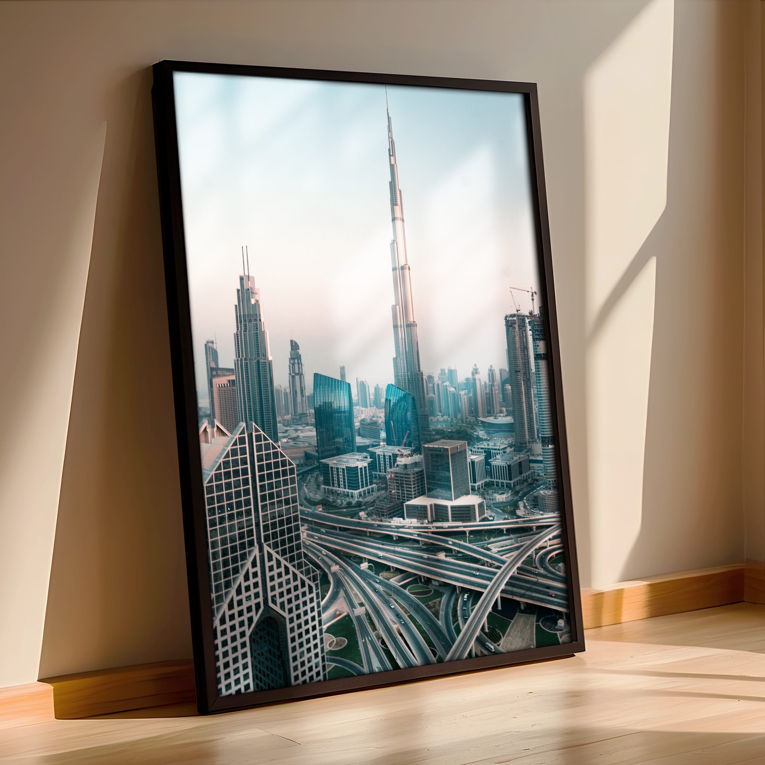 Modern Majesty – Dubai Skyline with Burj Khalifa Poster - Luxury Urban Wall Art