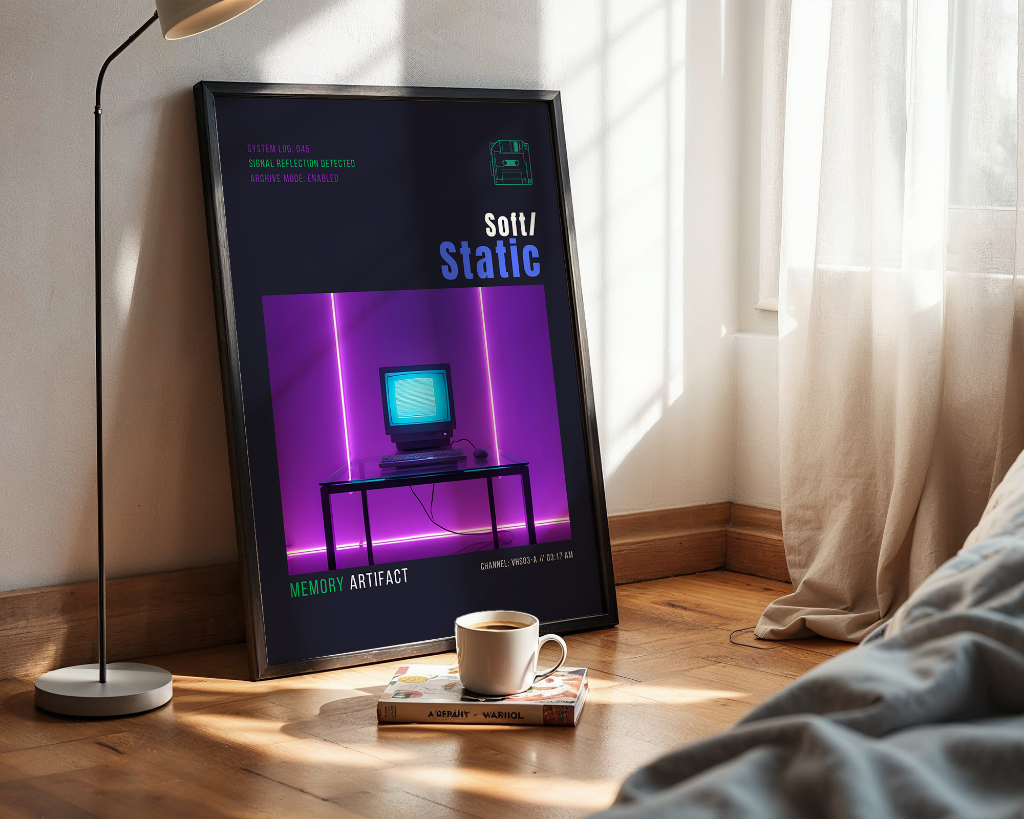 Soft Static – Abstract Minimalist Framed Wall Art Print – Modern Graphic Design