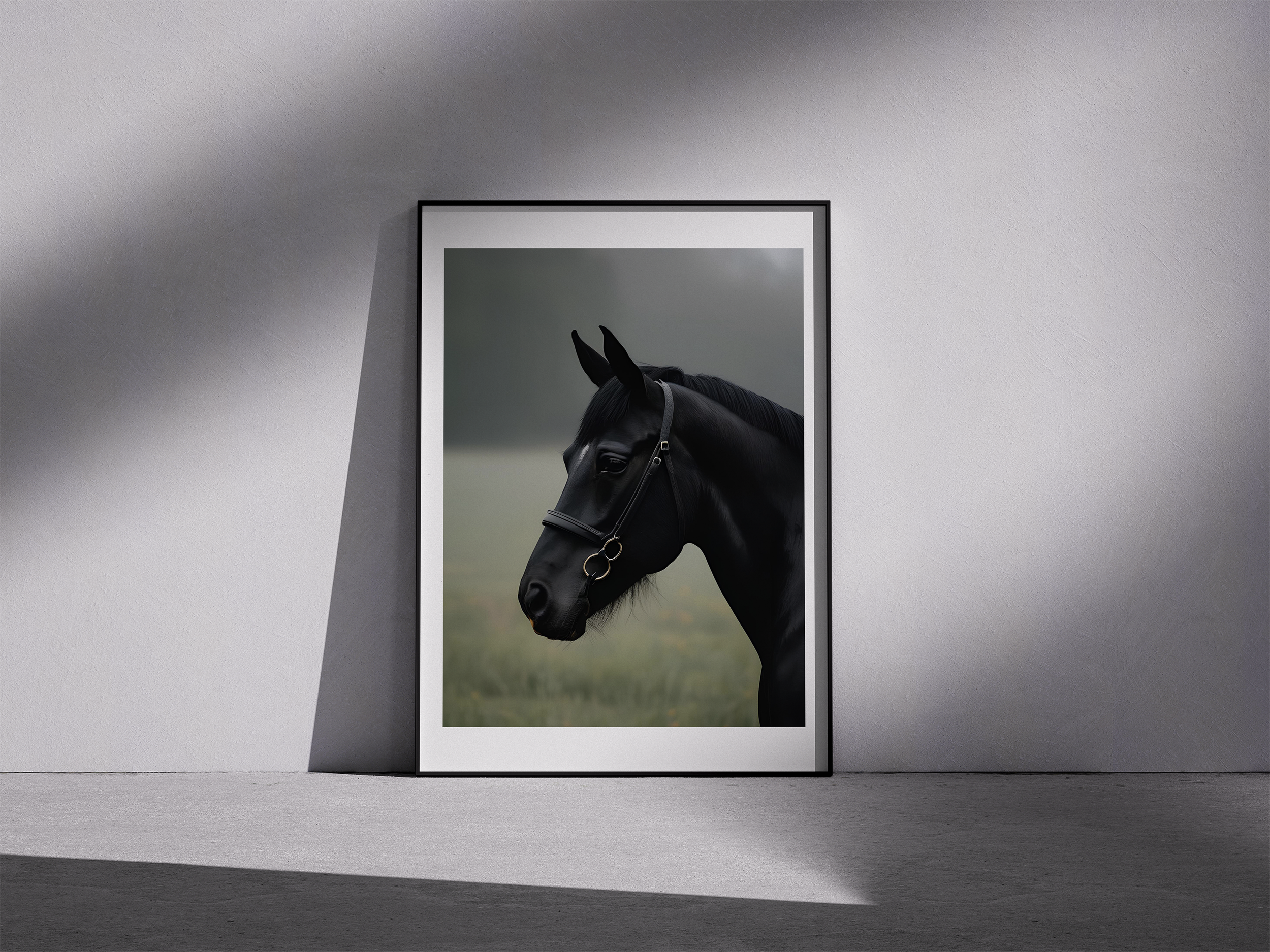 Black Horse Framed Wall Art Poster – Equestrian-Inspired Animal Lover Decor