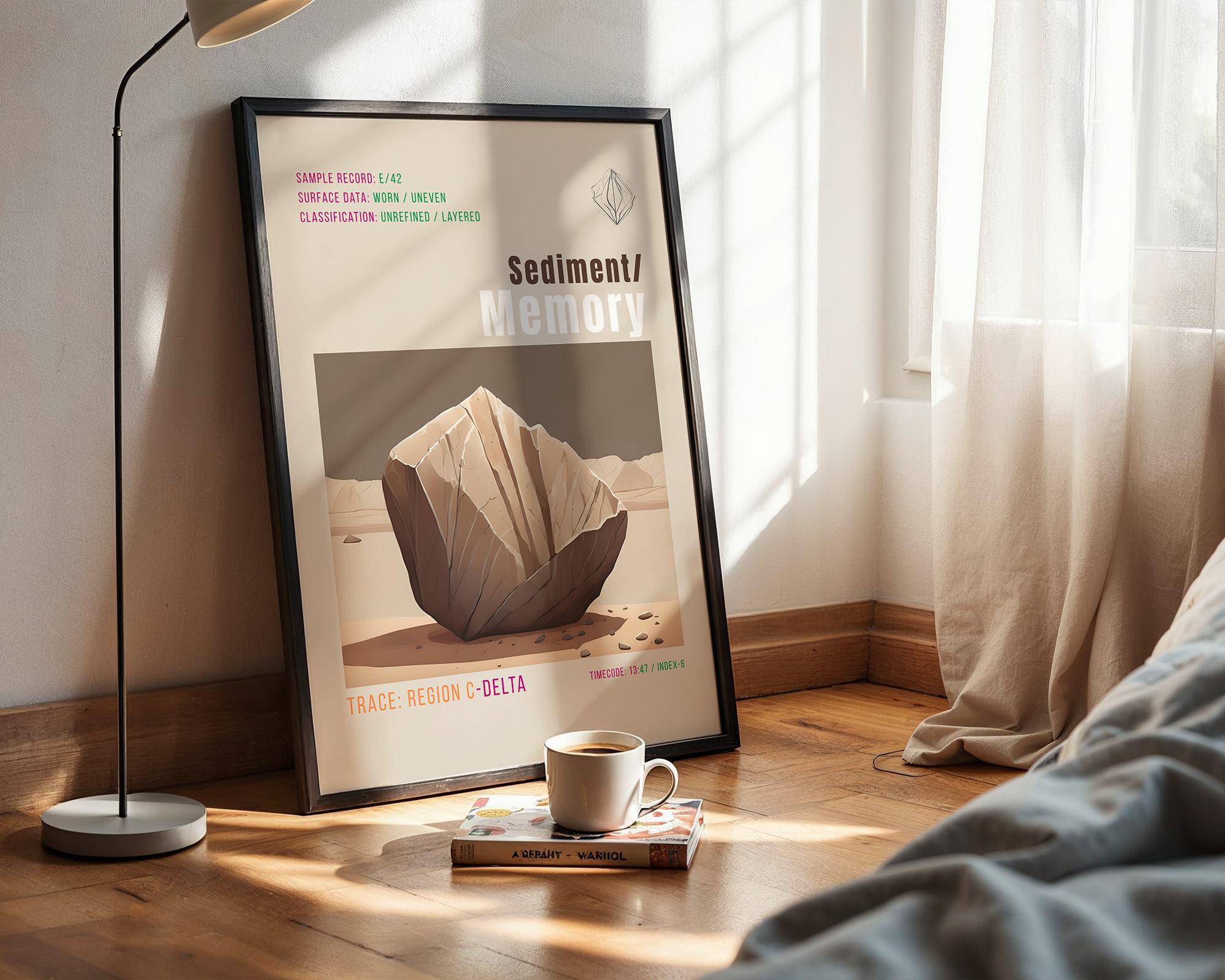 Sediment Memory – Abstract Minimalist Framed Wall Art – Modern Design