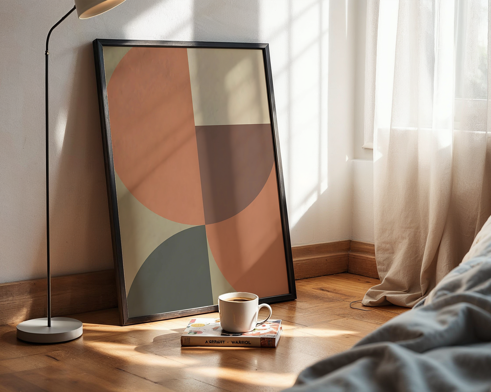 Earth Tone Abstract Wall Art – Modern Geometric Print in Terracotta