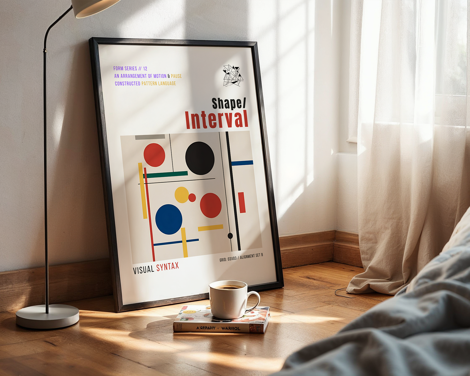 Shape Interval – Abstract Minimalist Framed Wall Art Print – Modern Design