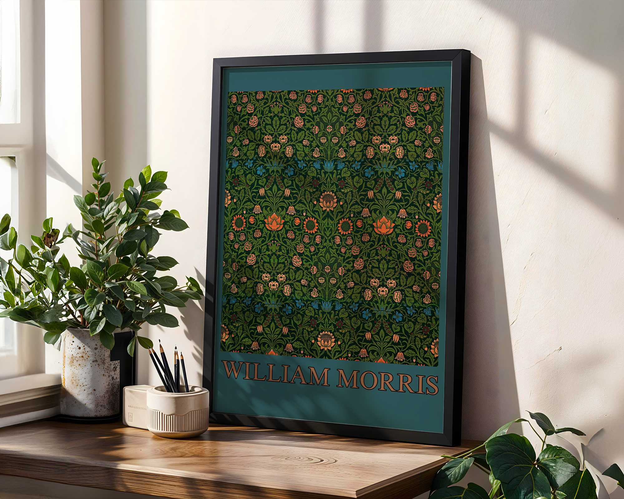 William Morris's Violet and Columbine Framed Famous Pattern
