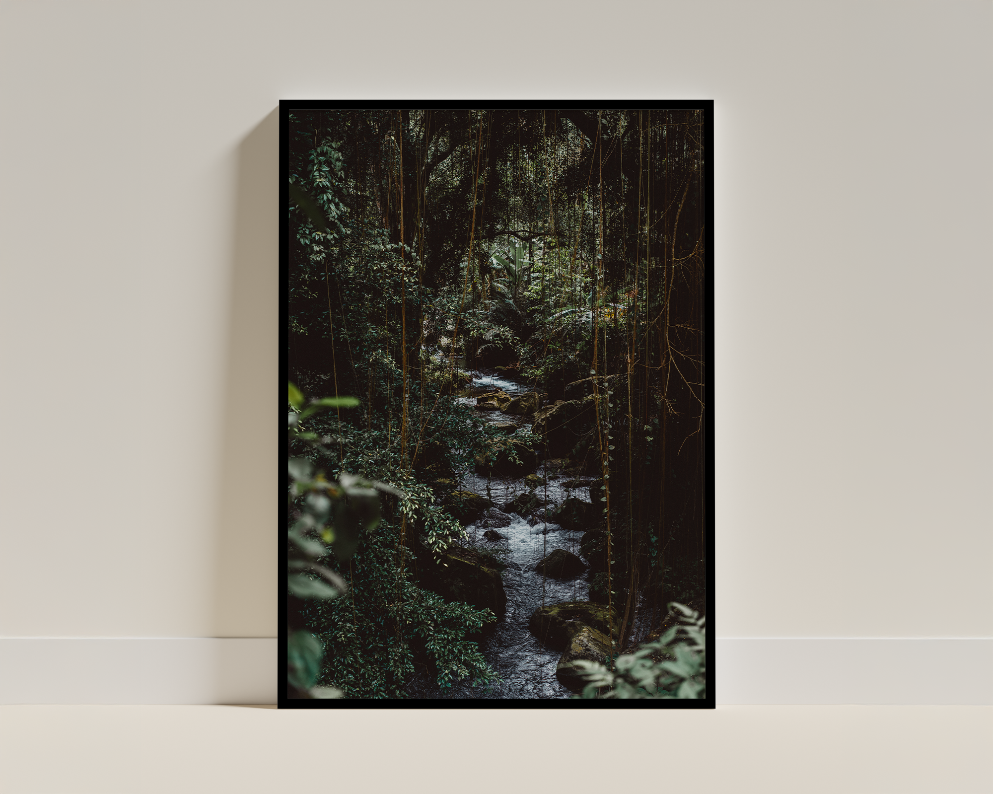Mystic Jungle Stream – Framed Rainforest Wall Art Print