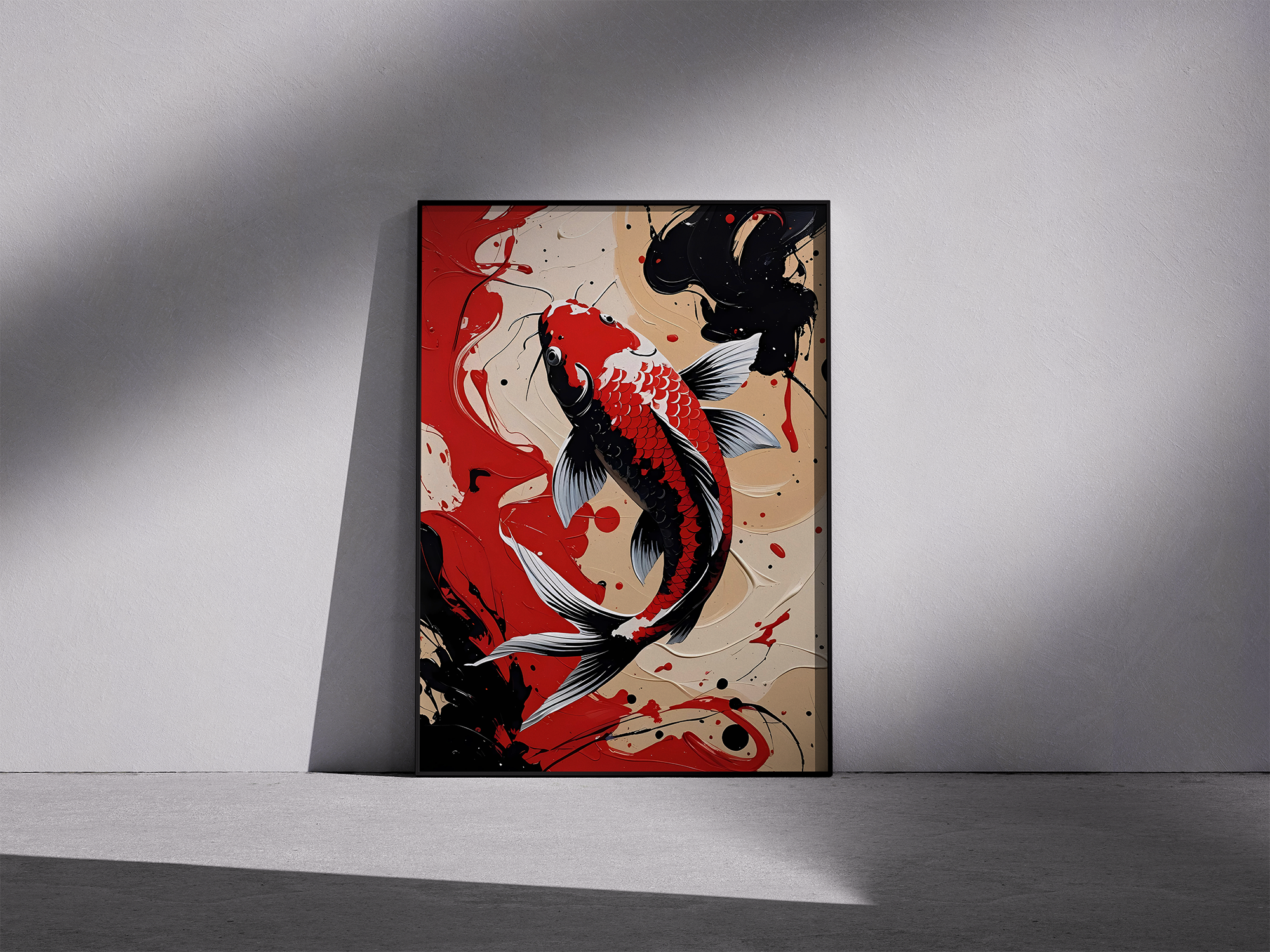 Ink Flow – Artistic Koi Fish Framed Poster for Modern Walls