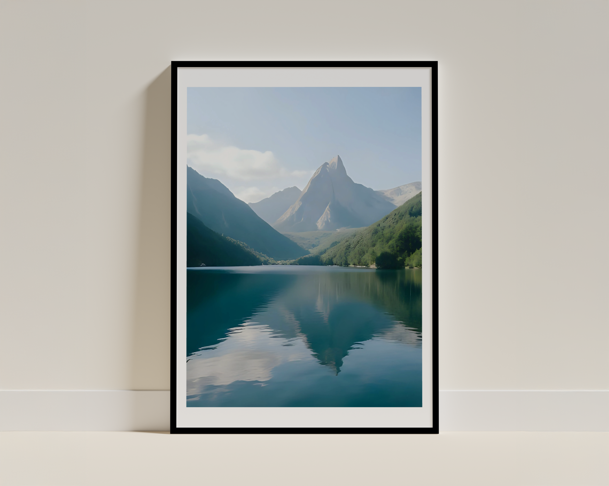 Serene Mountain Lake - Framed Poster