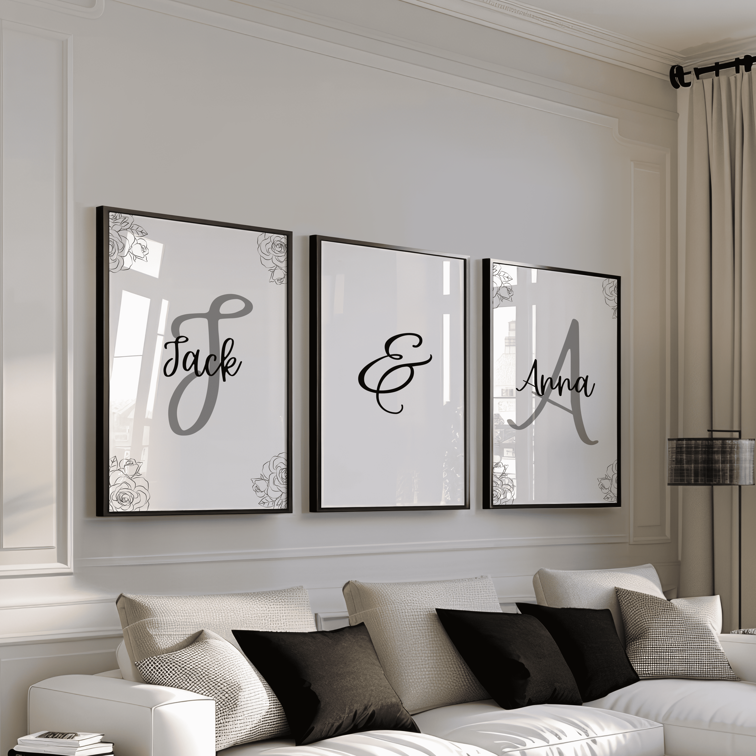 Customizable Couple Letters 3 Framed Posters Pack