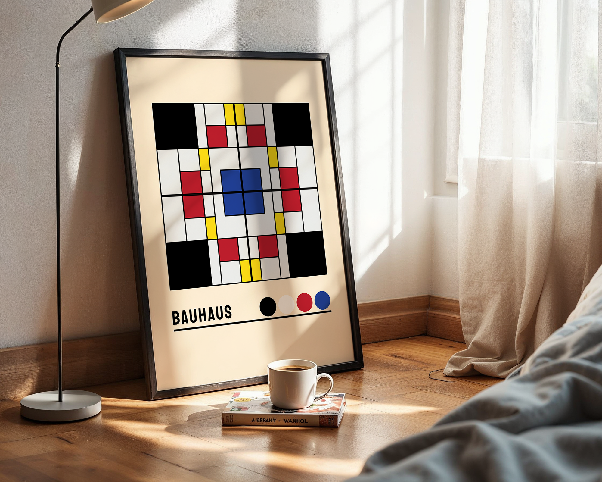 Minimalist Architecture Poster – Bauhaus Abstract Print, Framed Wall Art