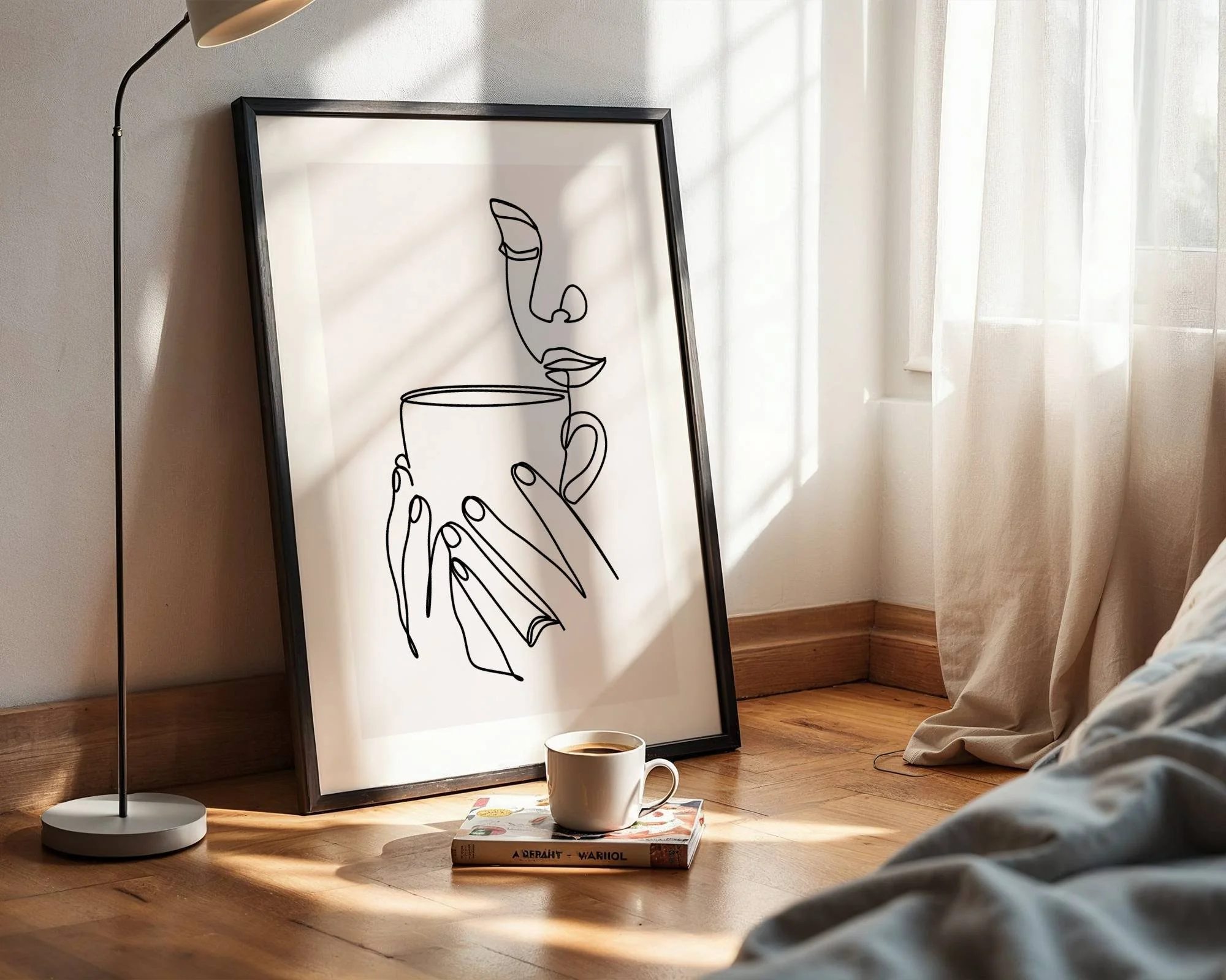 Sip & Unwind – Minimal Line Art Coffee