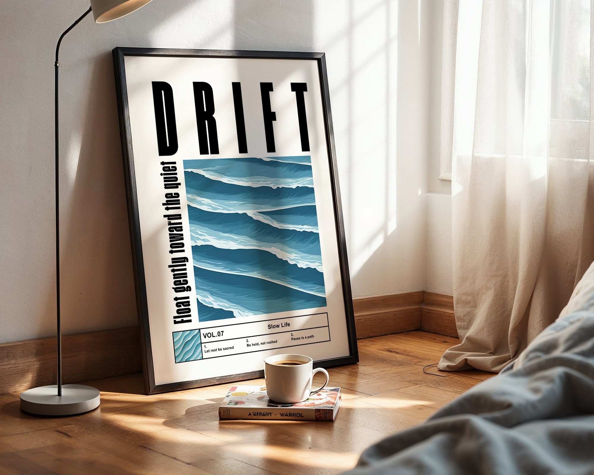 Float Gently – Clean Aesthetic Framed Print - Wall Art Print for Home