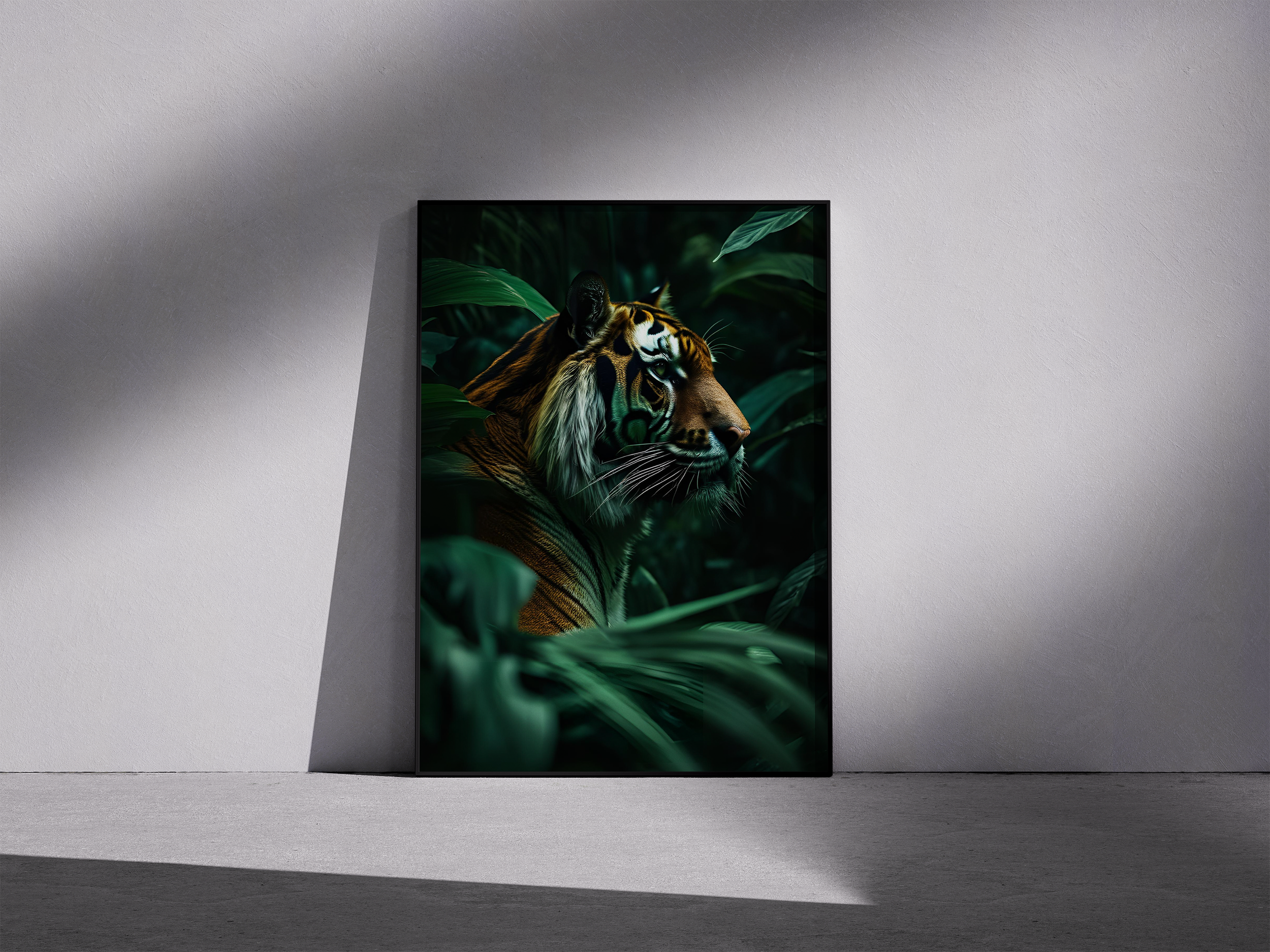 Eyes of the Jungle - Dark Forest Tiger Wall Decor - For Animal Lovers - Framed Tiger Poster