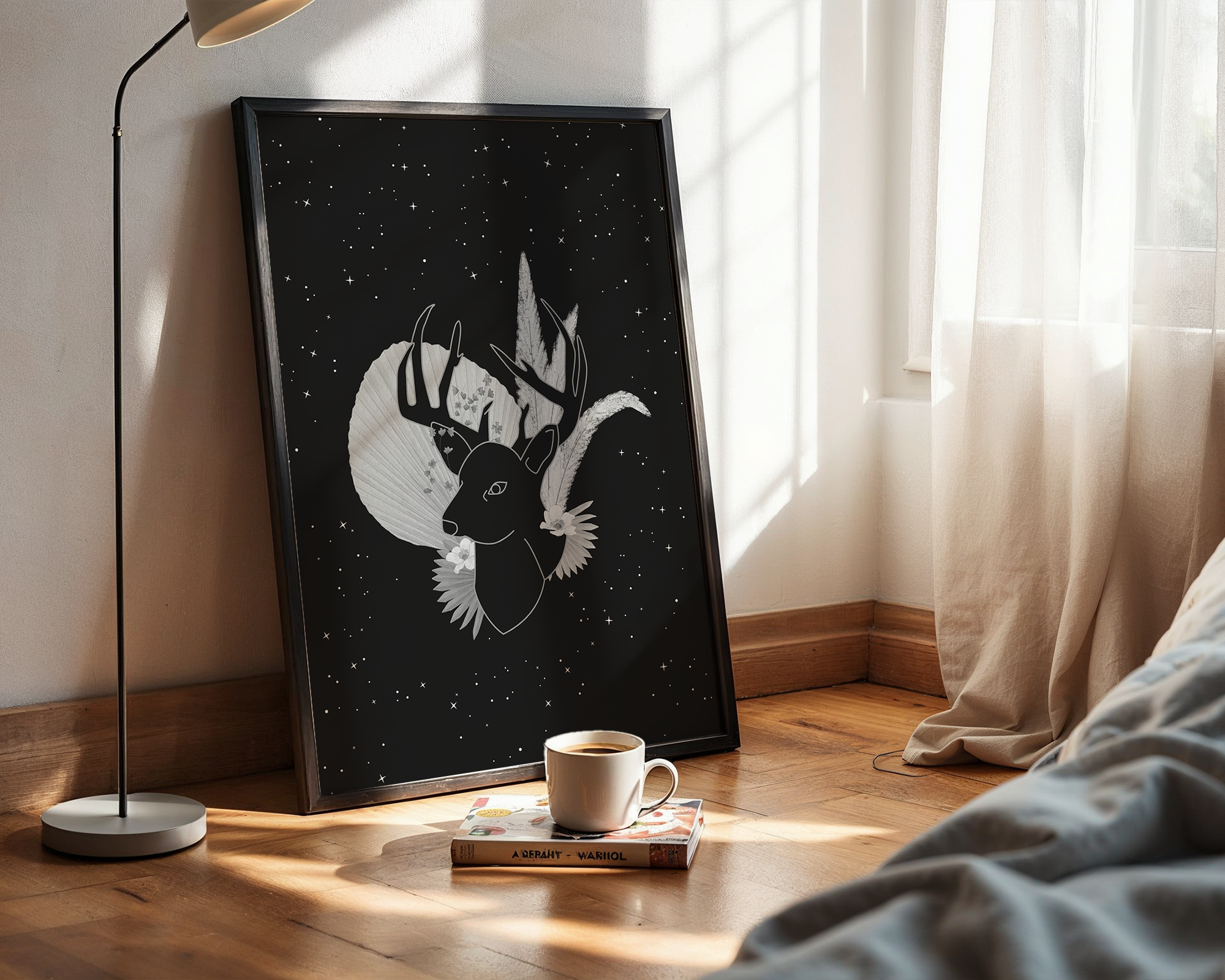 Lunar stag - Modern Framed Art
