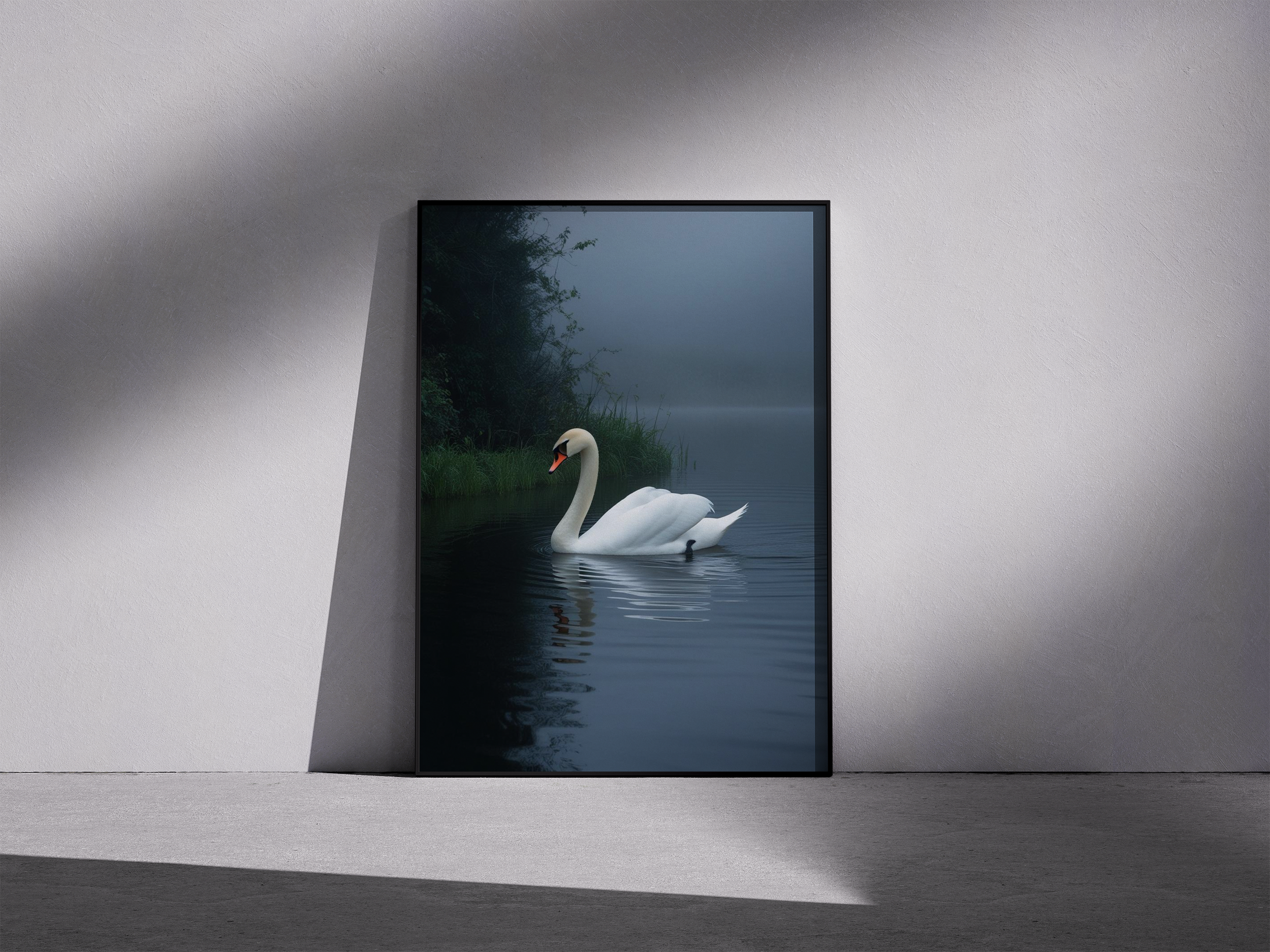 Elegy of the Lake - Elegant White Swan Poster – Peaceful Water Scene