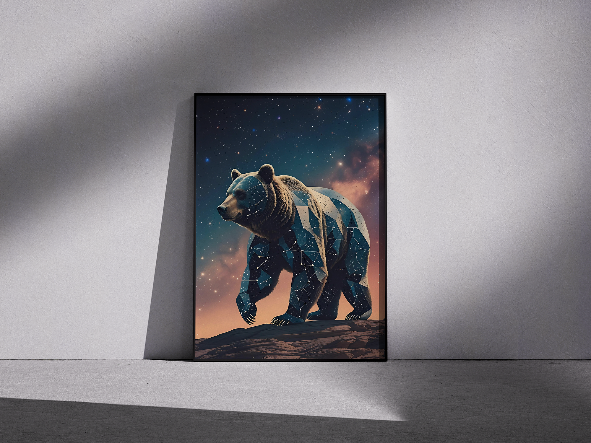 Stellar Path – Cosmic Bear Framed Poster in Night Skies