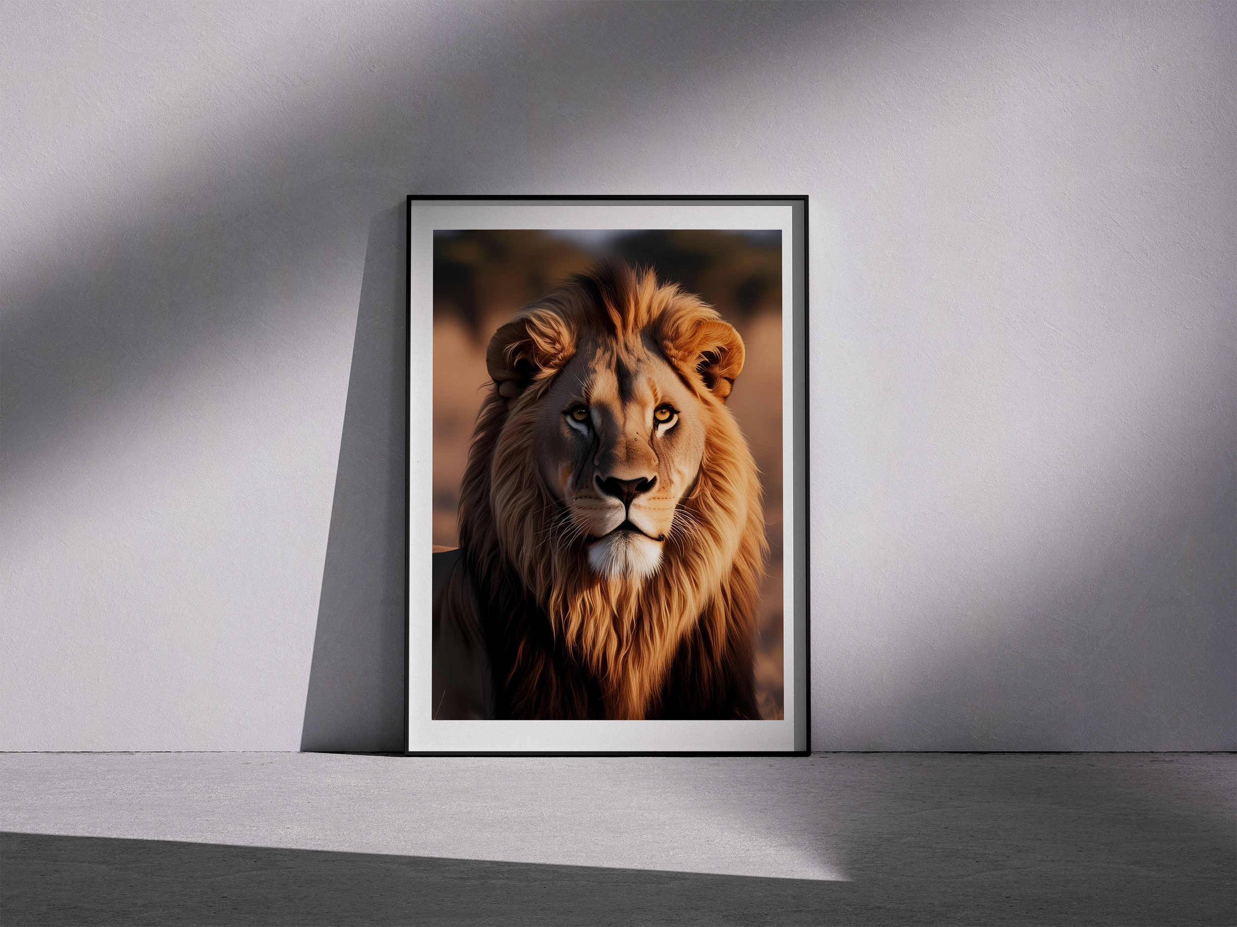 Regal Roar – Hyper-Realistic Lion Artwork for Bold Interiors