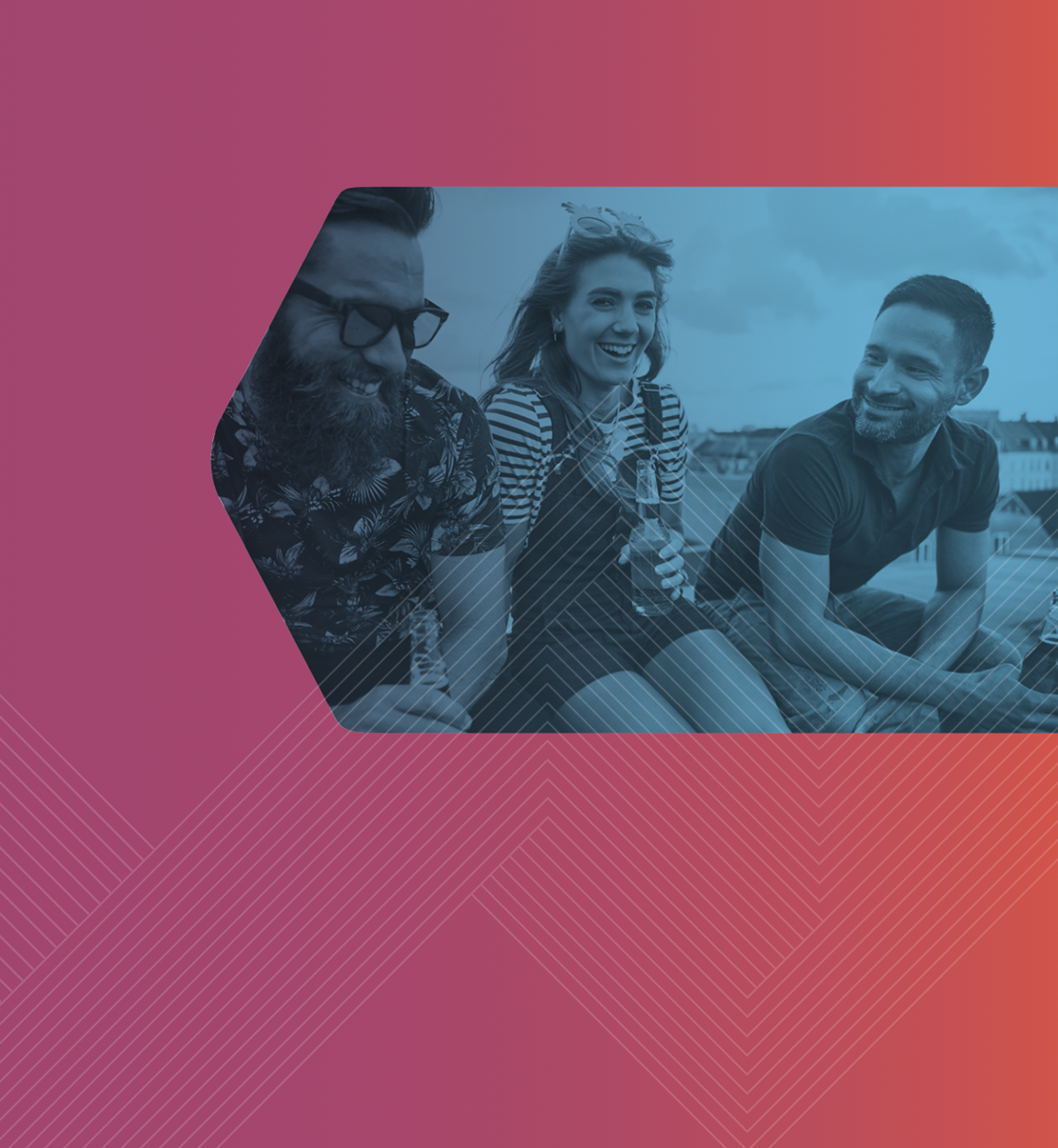 Three friends outdoors for the Flux Apartments brand identity