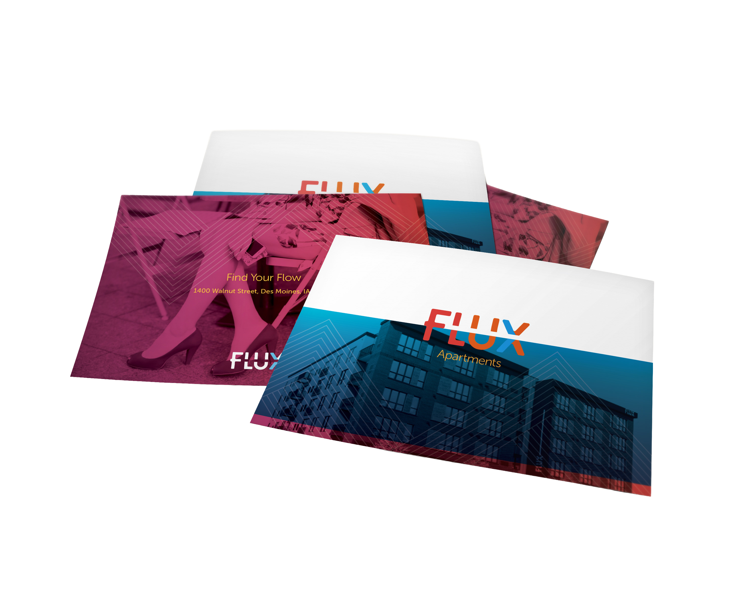 Flux Apartments mobile website and branded marketing materials