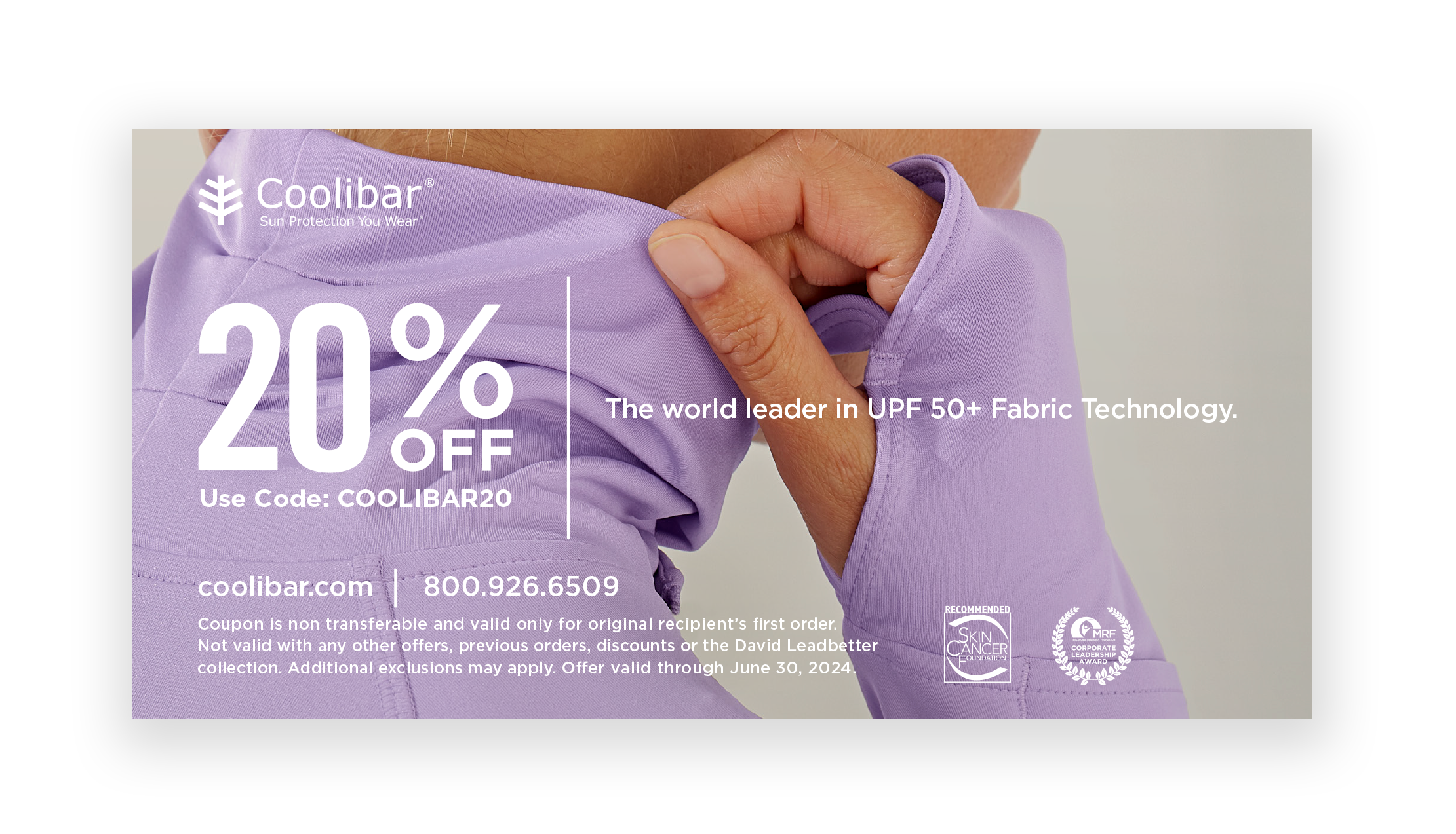 Coolibar promotional coupon featuring UPF 50+ apparel