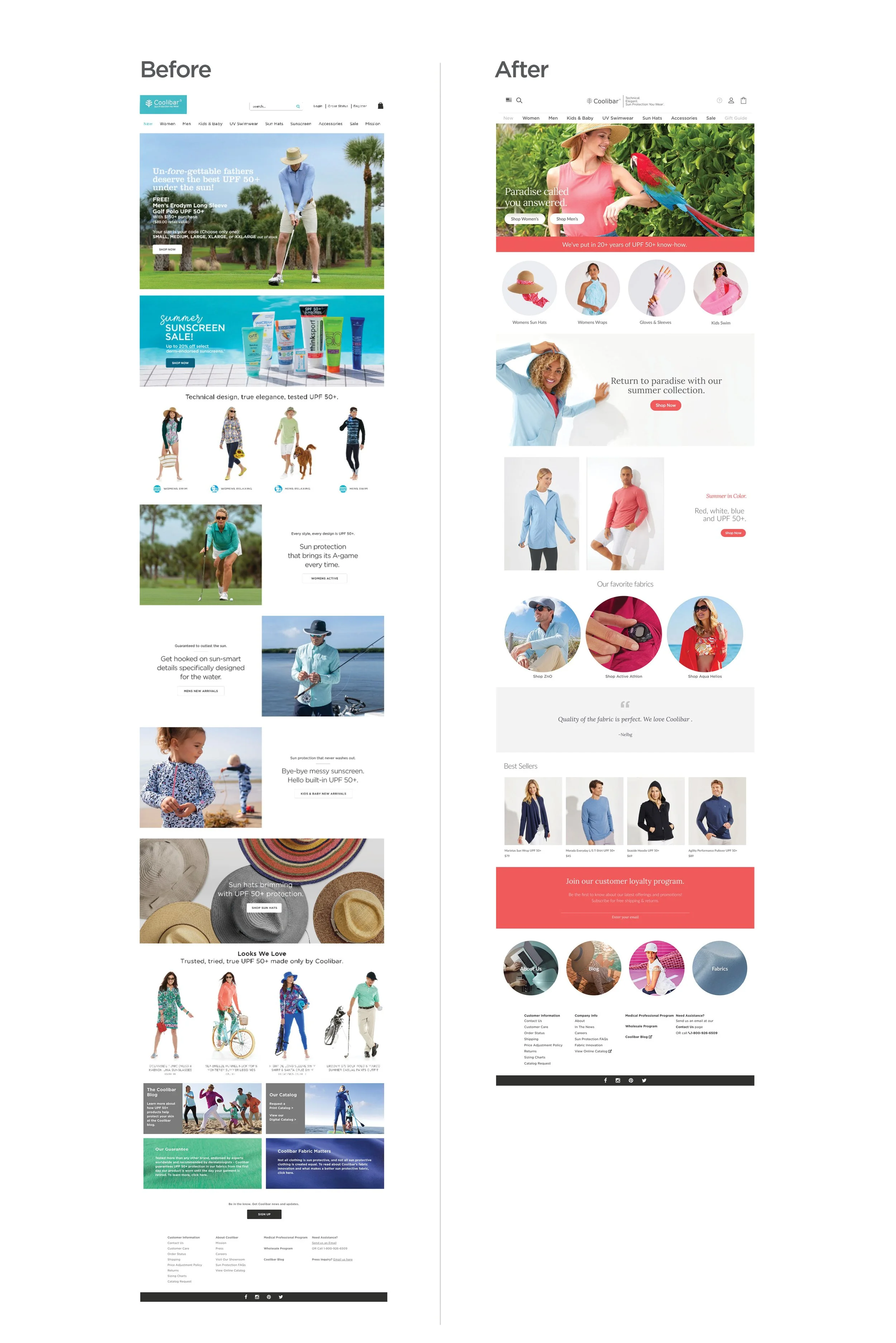 Coolibar brand design before and after comparison