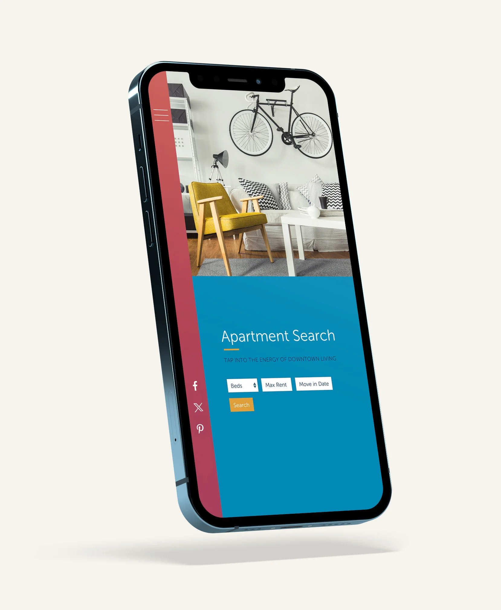 Flux Apartments mobile website and branded marketing materials