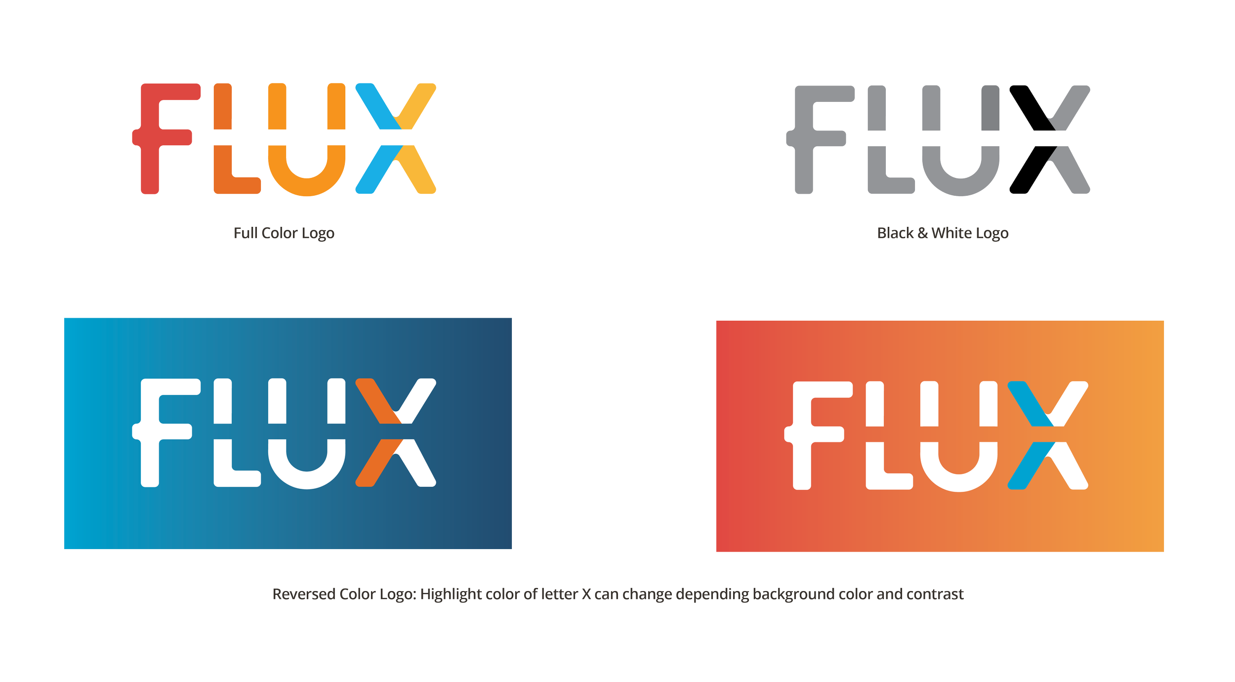 Flux Apartments logo color variations