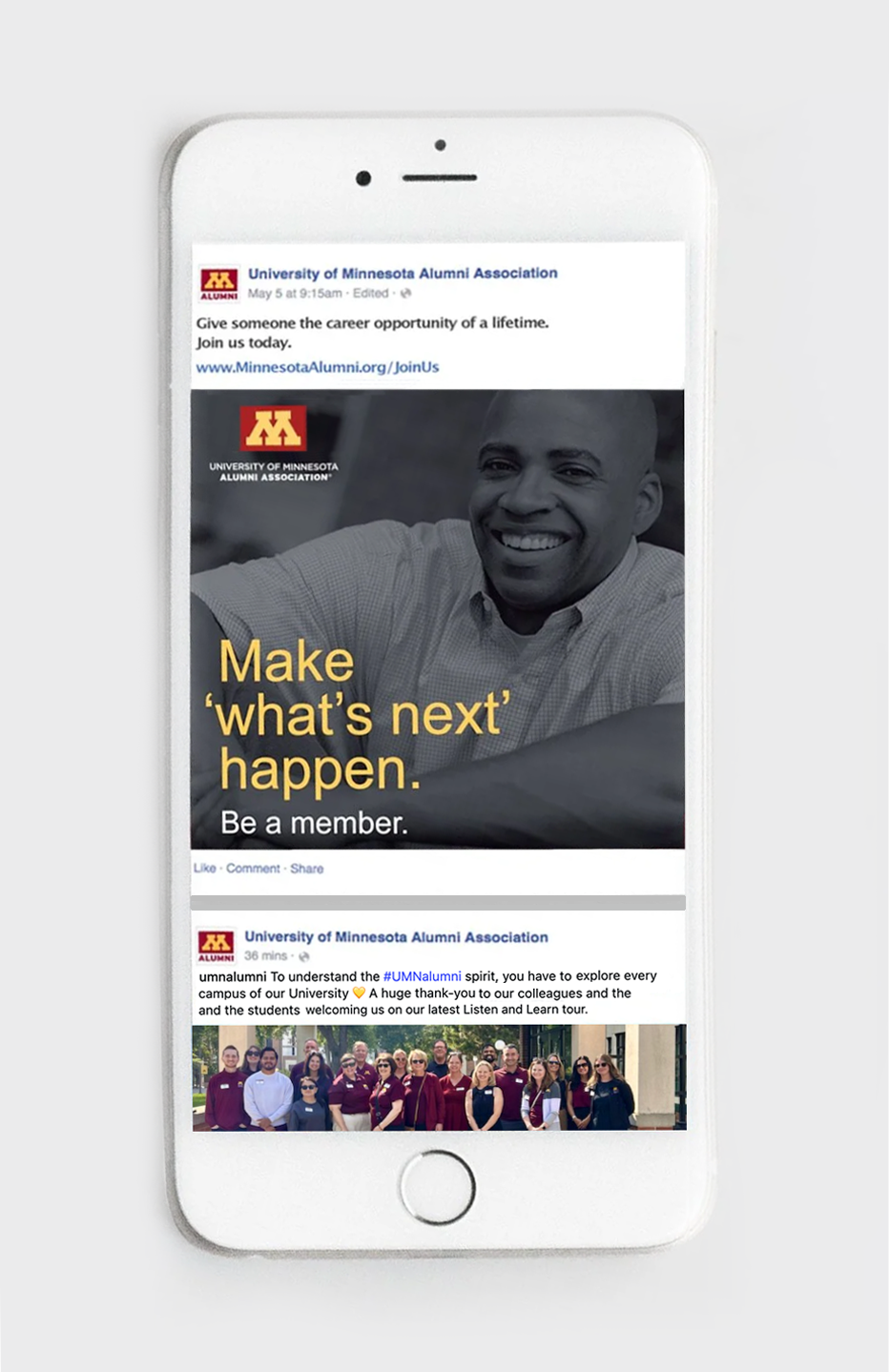University of Minnesota Alumni Association annual giving campaign across digital devices