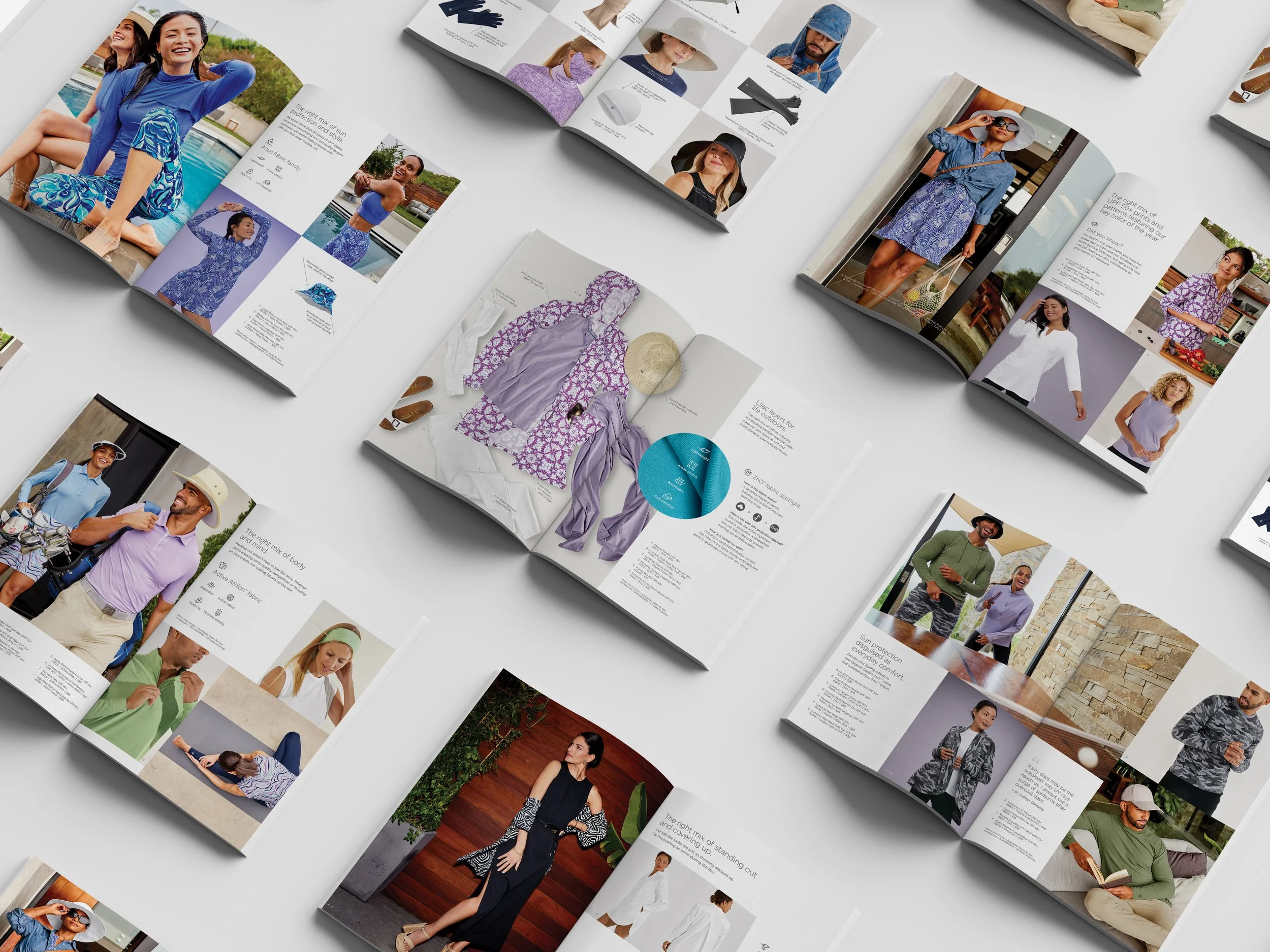 Coolibar seasonal catalogs featuring UPF 50+ apparel and lifestyle photography