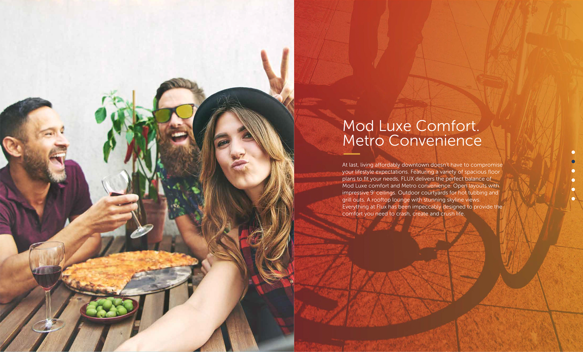 Flux Apartments brand identity system and graphic elements