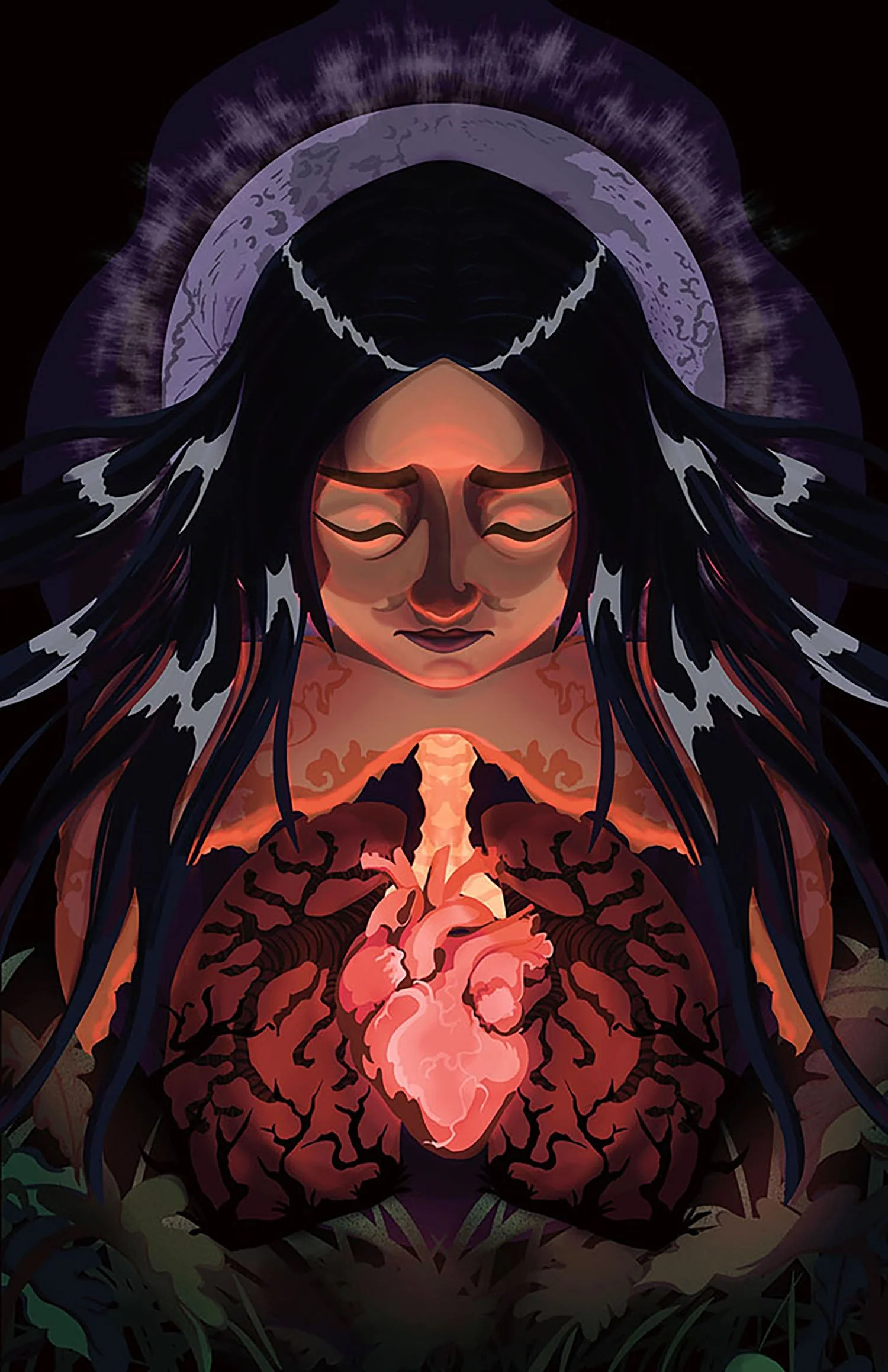 his paper-cut piece depicts Ahp, a figure from Southeast Asian folklore known as a beautiful young woman whose organs detach and float as she roams at night, feeding on corpses of humans and animals.

I was first introduced to Ahp through movies I wa