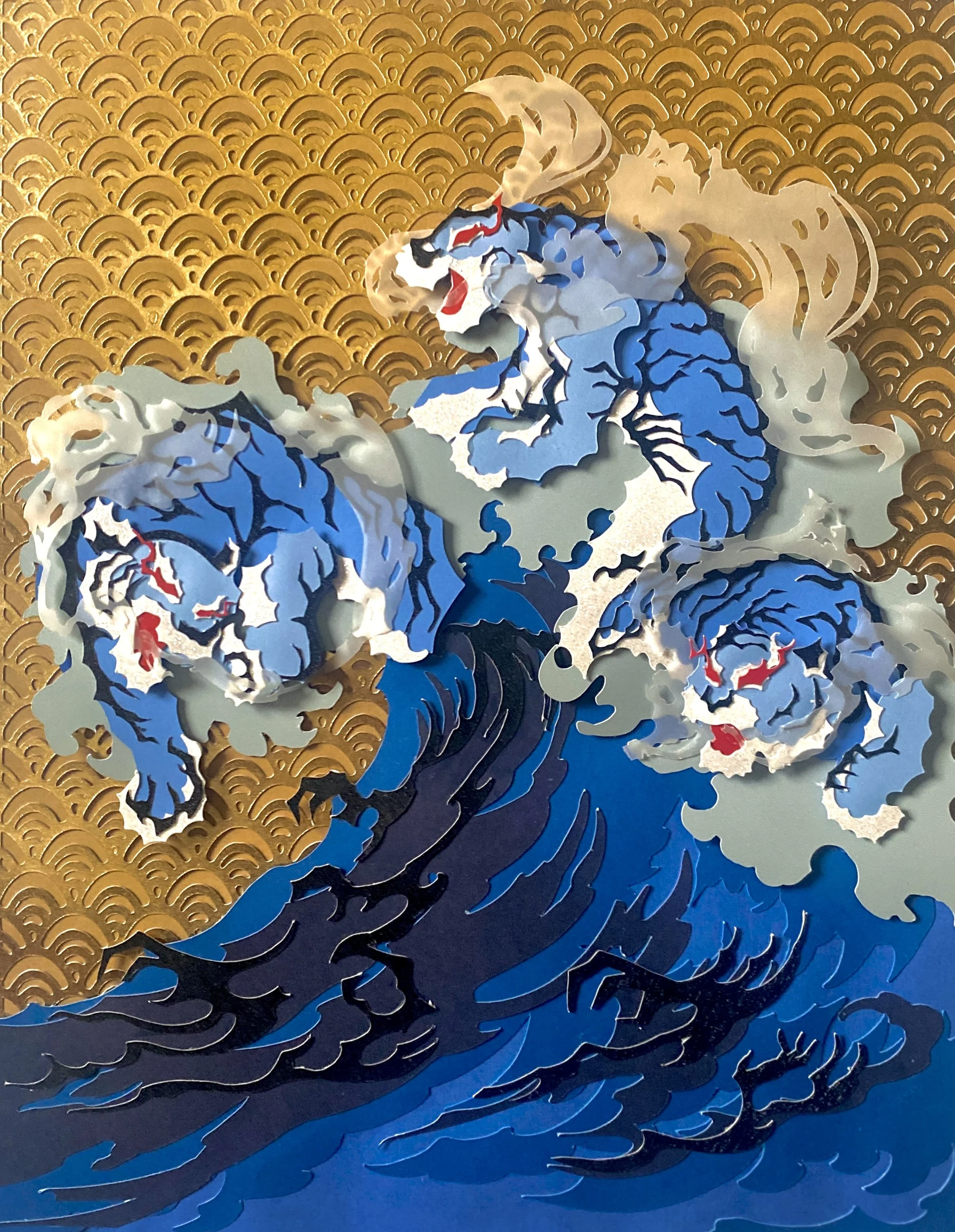 water tiger, laser cut paper relief, chaneryna thach