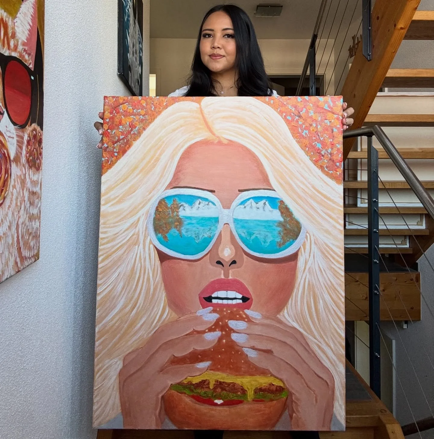 The Blonde Lady Savoring a Burger (Original Painting, Part of Happiness and Reflection 2026 Collection]
Acrylic on Canvas
80x60cm
#artist # switzerland # kunst #painting #malerei