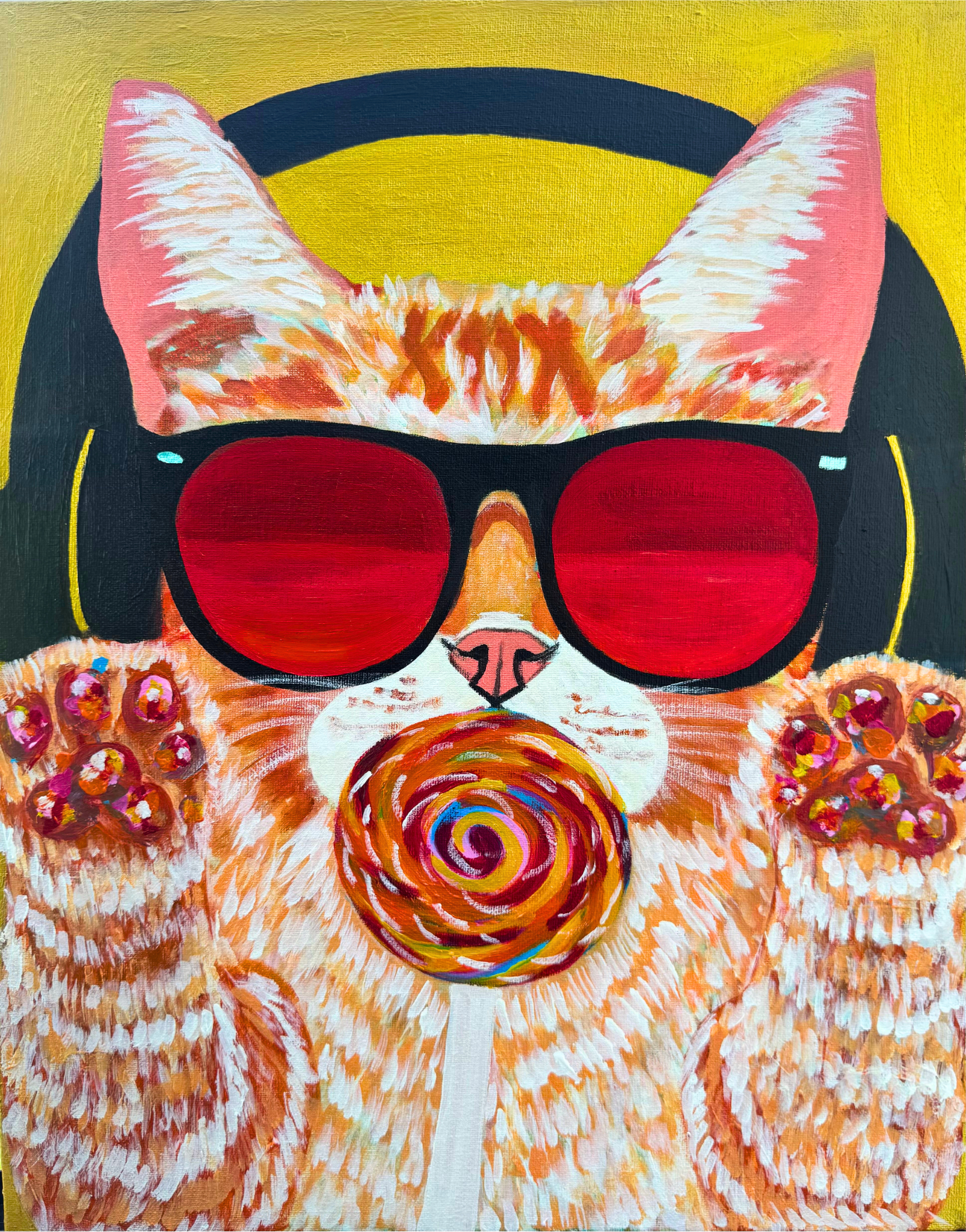 " The Lollipop Cat " (Original Painting, Part of Happiness and Reflection 2026 Collection)