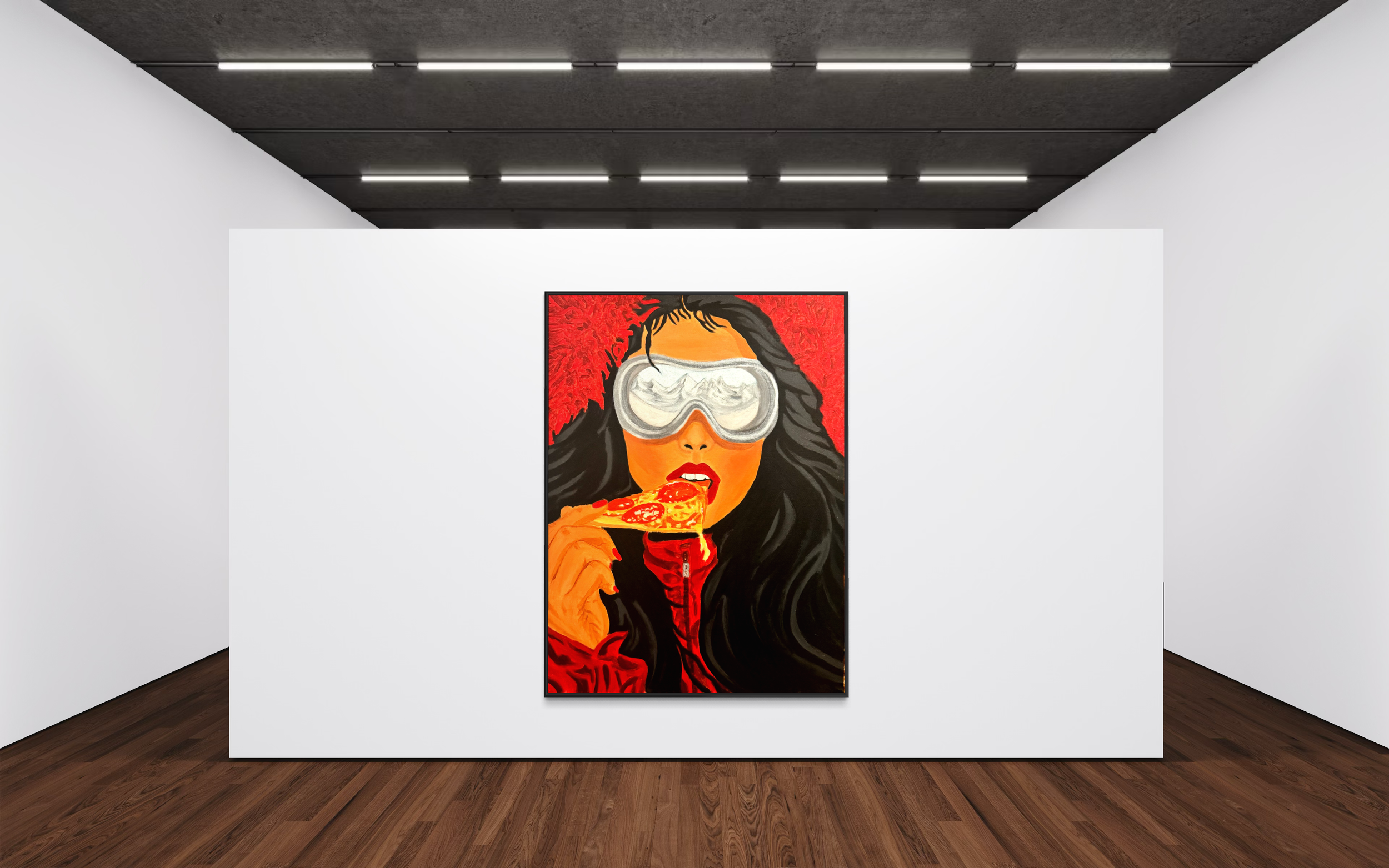 "The Lady in Red with a Sliced of Pizza" 60x80 cm ( Limited Edition Print 30 pcs numbered and signed)