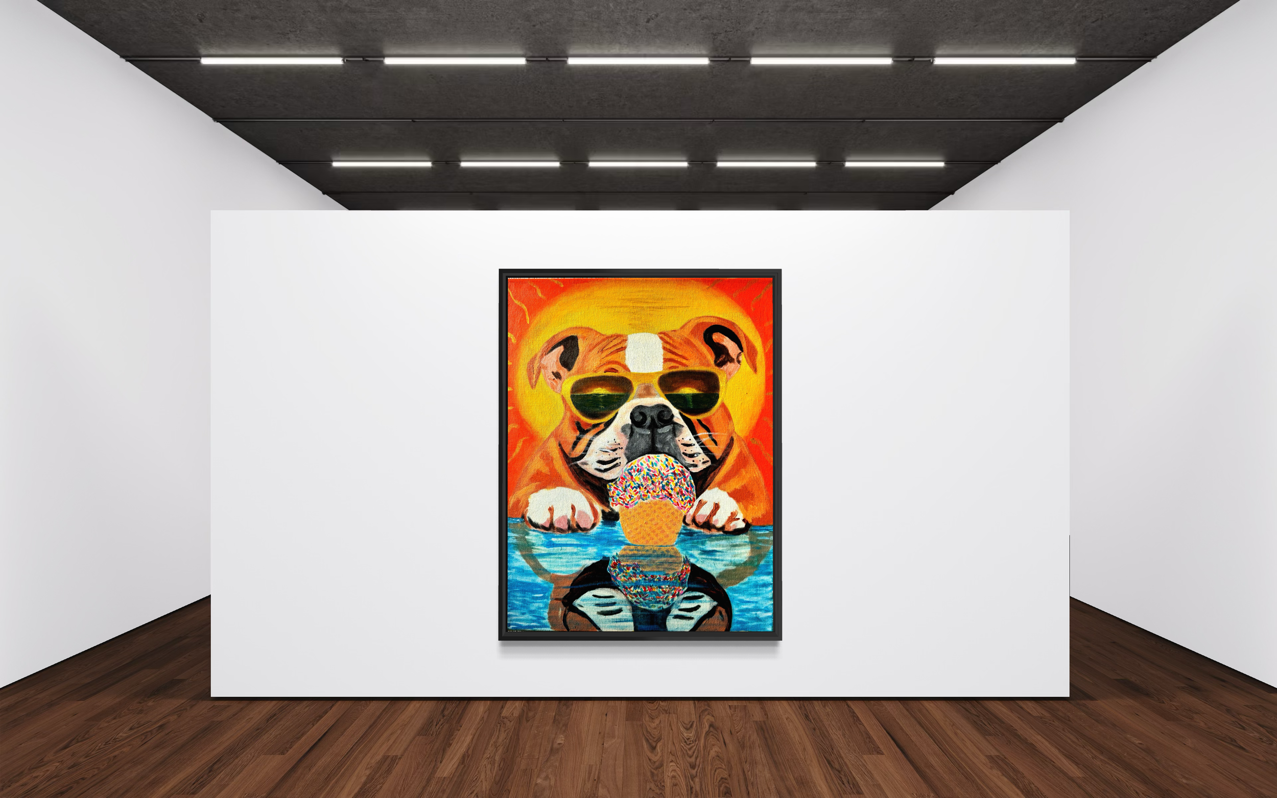 "The Bulldog Who Likes Ice Cream" 60x80 cm (Limited Edition Print 30pcs numbered and signed  )