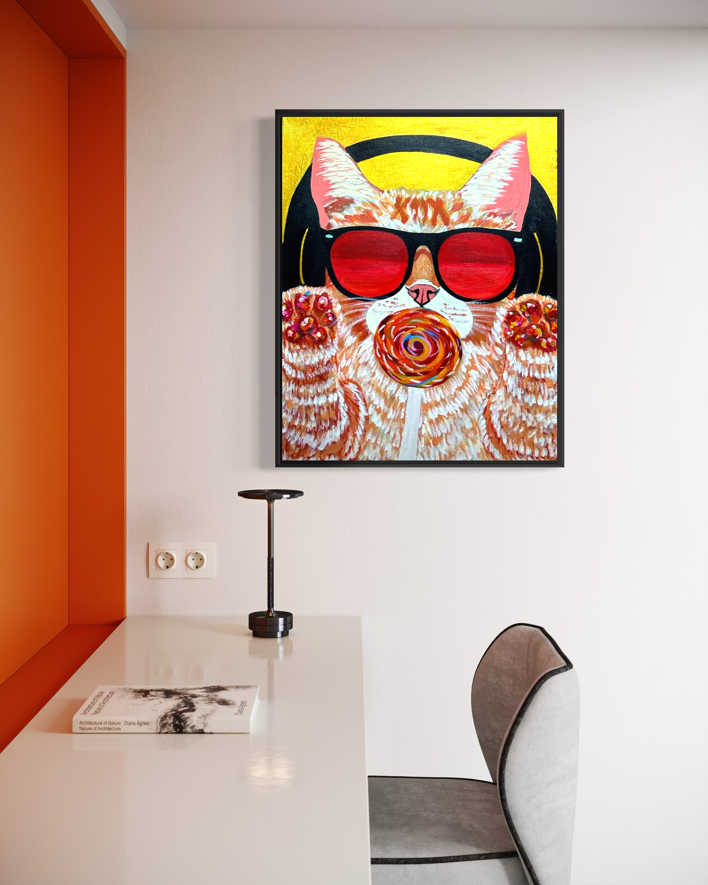 " The Lollipop Cat " (Original Painting, Part of Happiness and Reflection 2026 Collection)