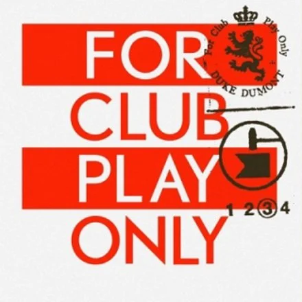 Red and white sign with the words 'FOR CLUB PLAY ONLY' and a black and red logo featuring a stylized 'G' and a crown, related to Durham City Power.