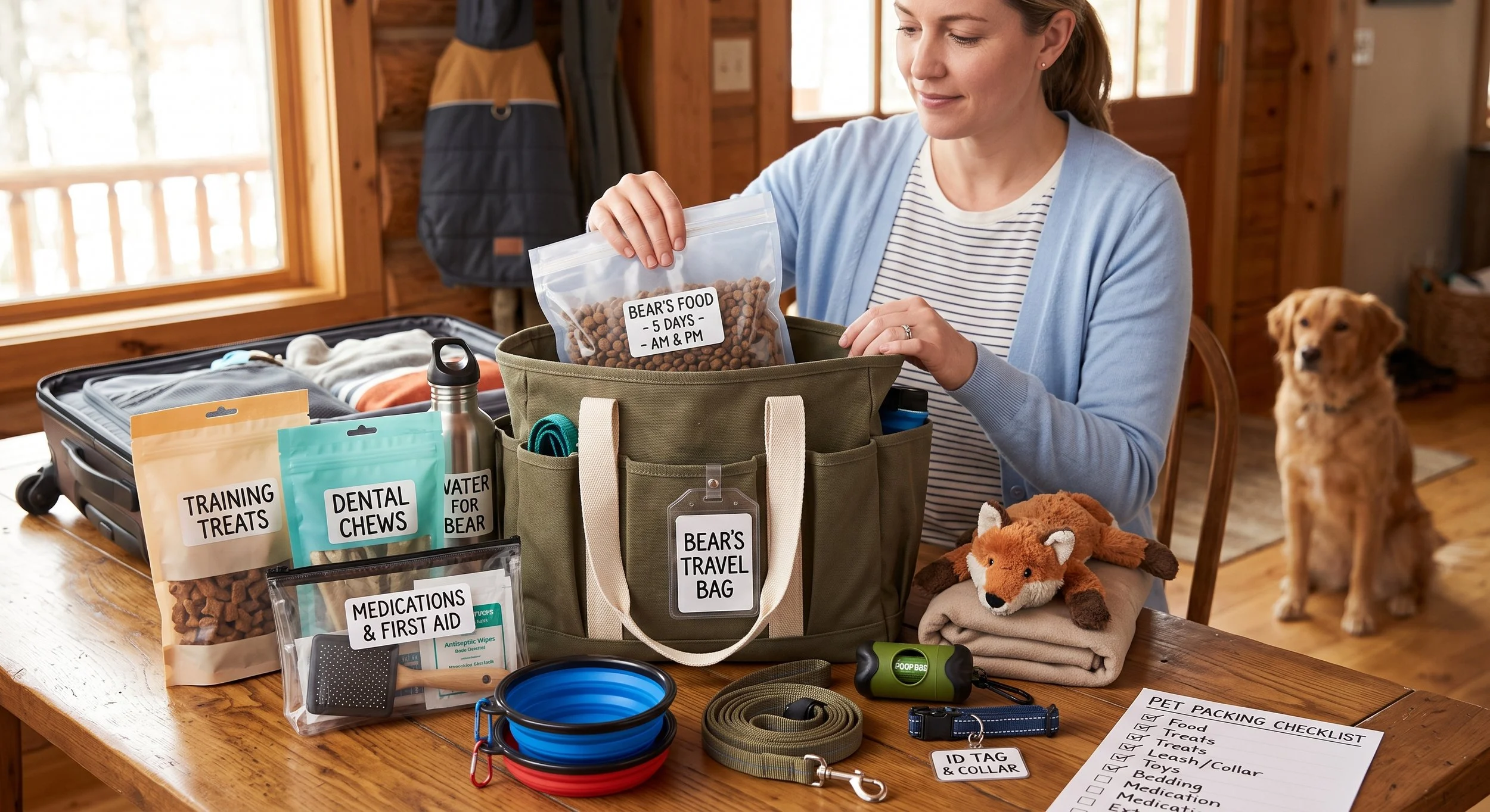 dog owner preparing for first boarding trip