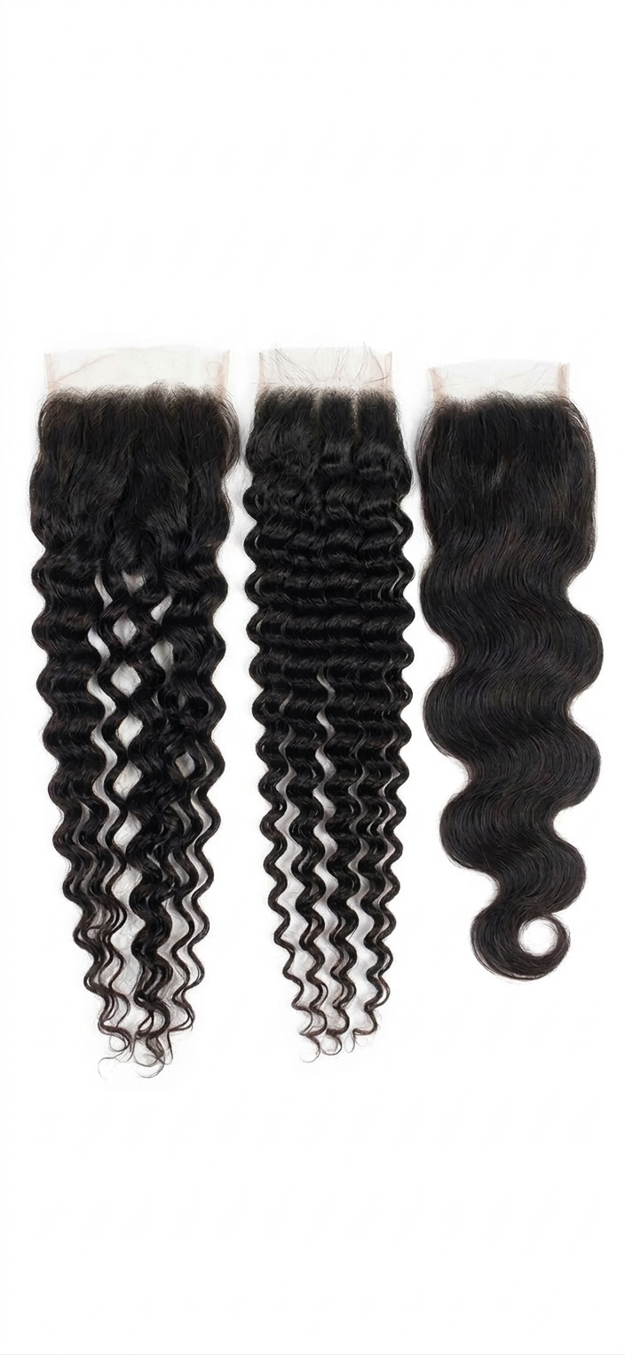 Luxury Virgin Closures- Deep Wave & Wavy Curly