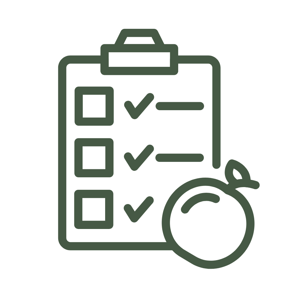 Nutrition checklist icon representing personalised diet plans for Ayurveda and women’s health Gold Coast