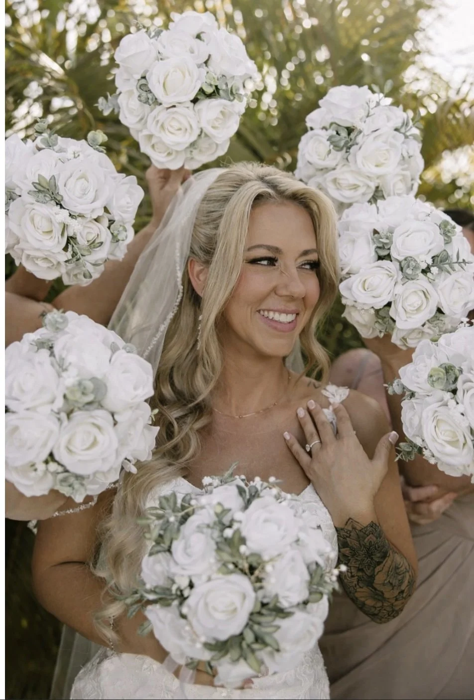 Luxury Pearl & White Rose Bridal Bouquet | Elegant Wedding Bouquet | Faux Rose Bouquet | Keepsake Wedding Flowers